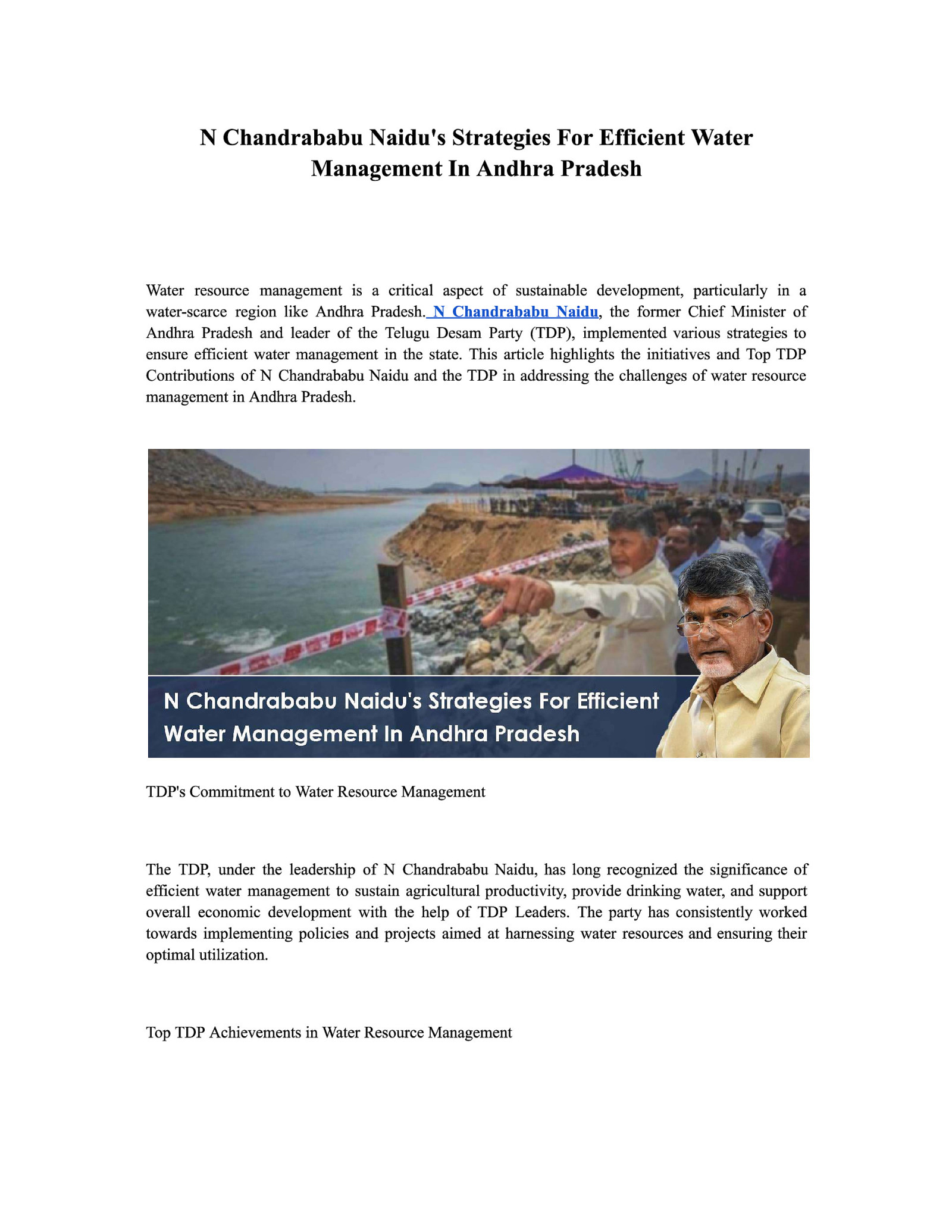 N Chandrababu Naidu’s Strategies For Efficient Water Management In Andhra Pradesh
