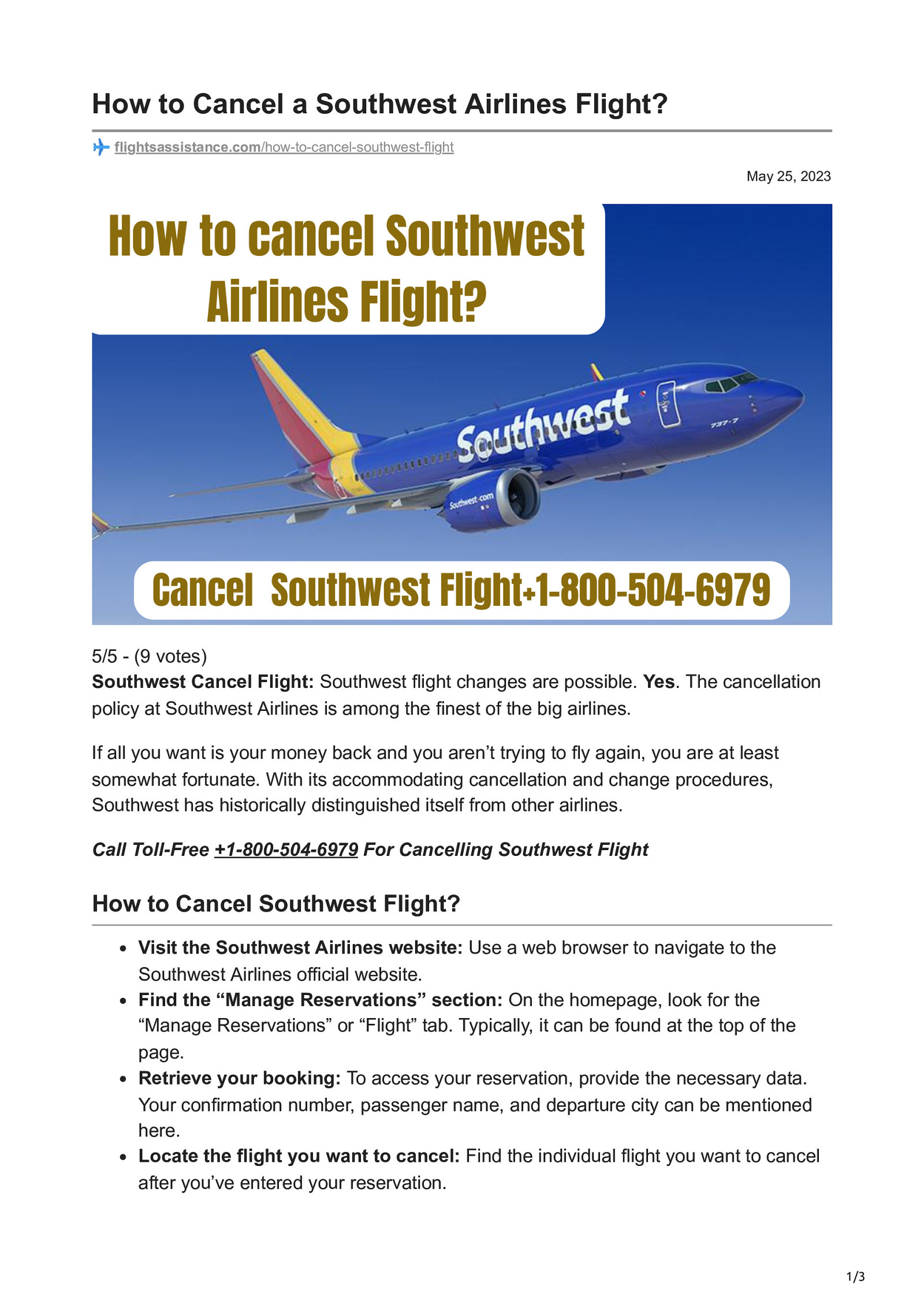 How To Cancel Southwest Flight?