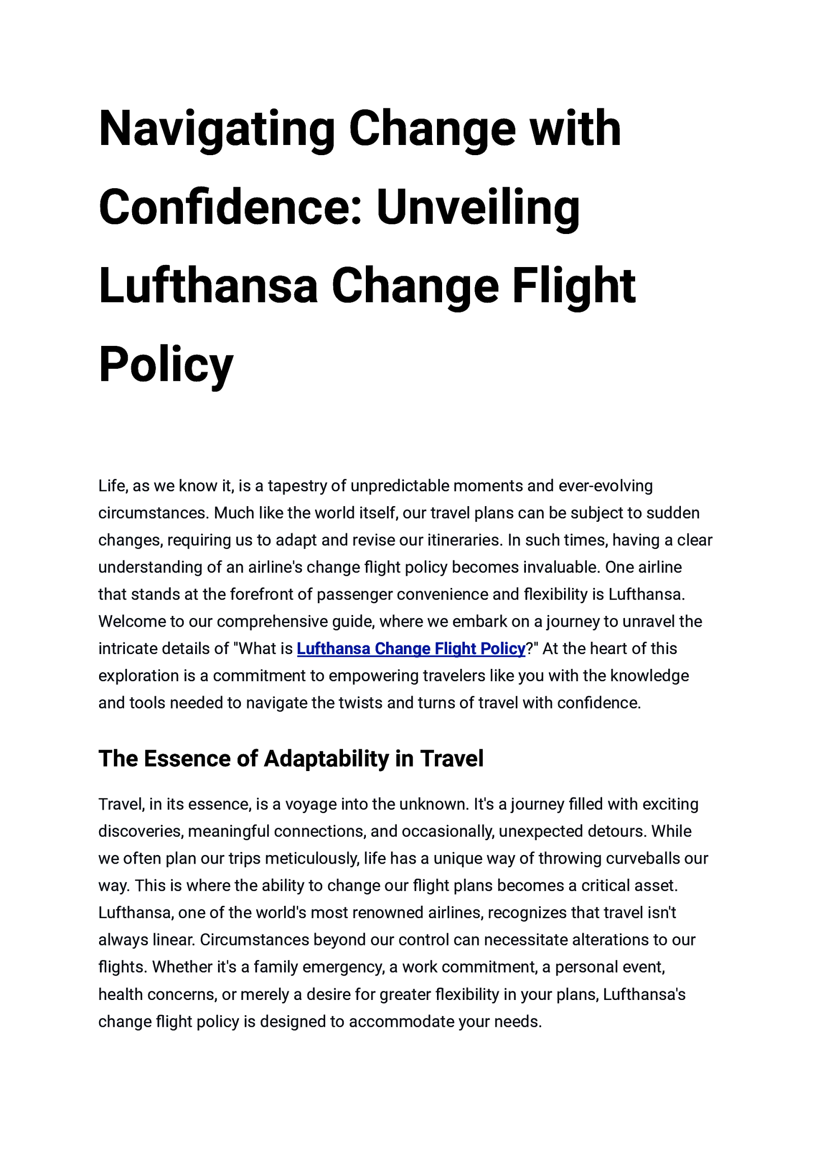 Lufthansa Flight Change Policy