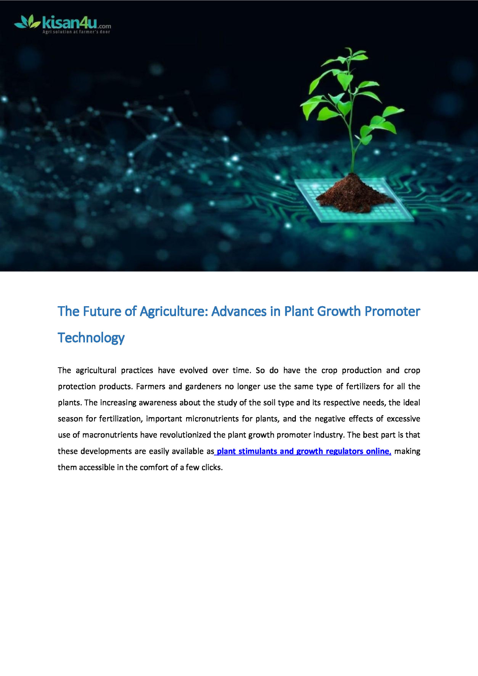 The Future of Agriculture: Advances in Plant Growth Promoter Technology