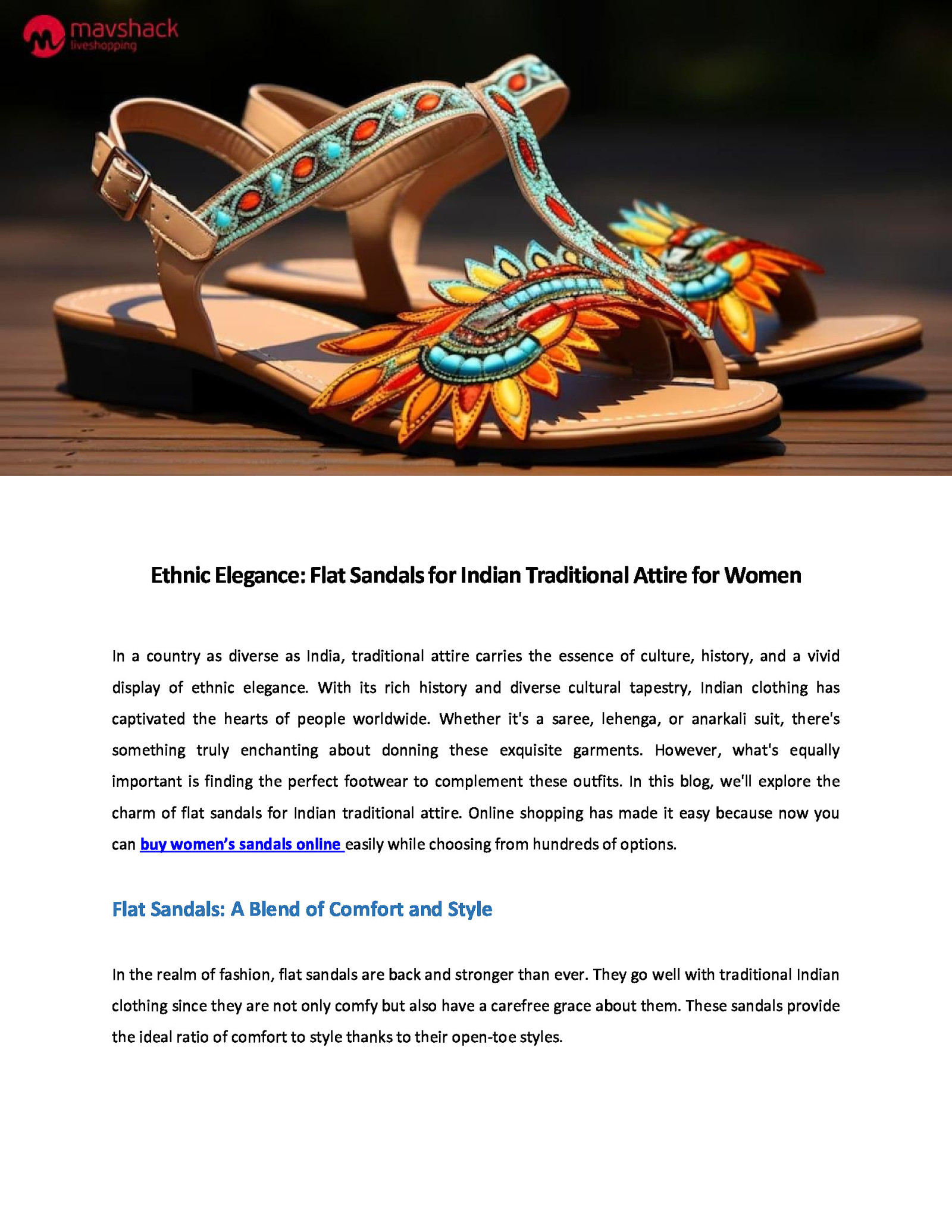 Ethnic Elegance: Flat Sandals for Indian Traditional Attire for Women