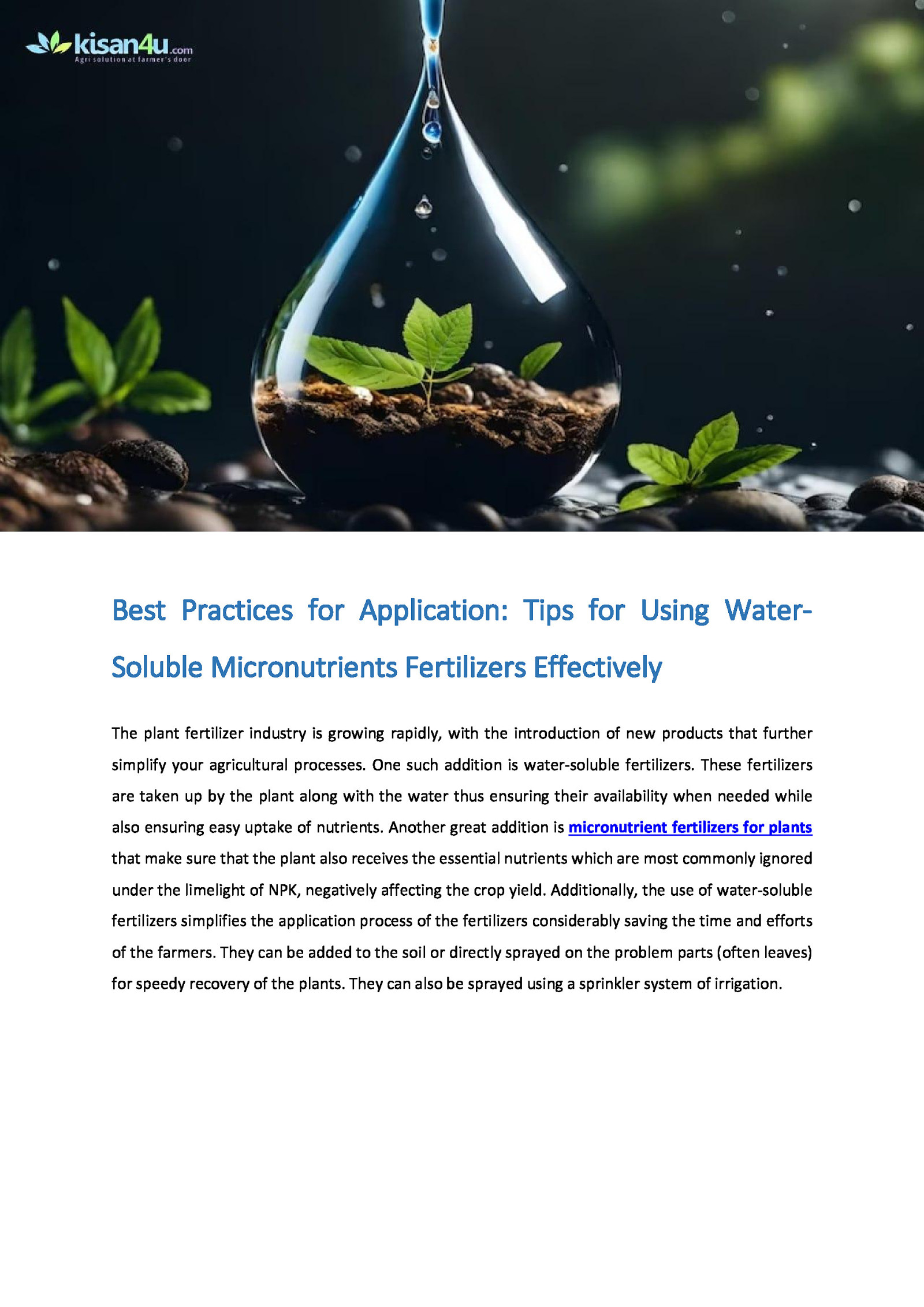 Best Practices for Application: Tips for Using Water-Soluble Micronutrients Fertilizers Effectively