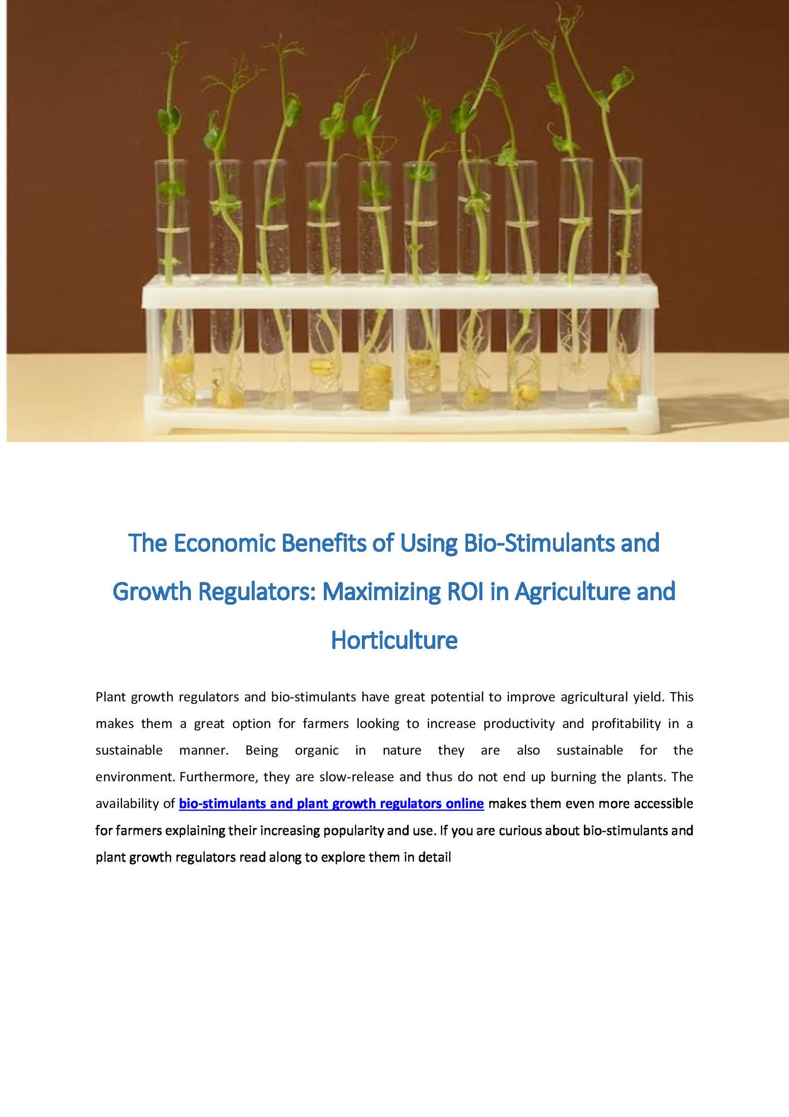 The Economic Benefits of Using Biostimulants and Growth Regulators: Maximizing ROI in Agriculture and Horticulture