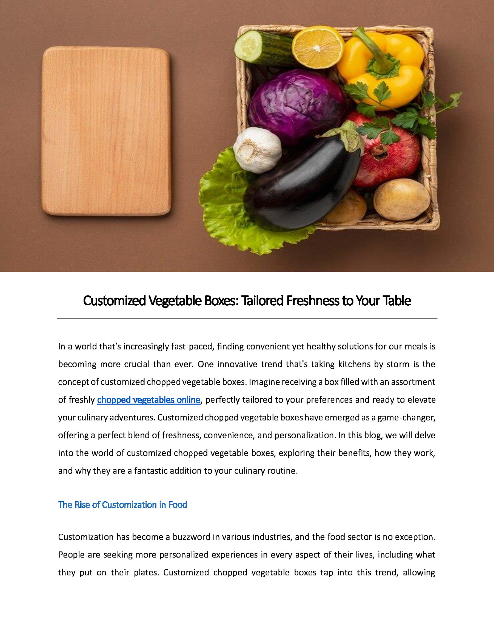 Customized Vegetable Boxes: Tailored Freshness to Your Table