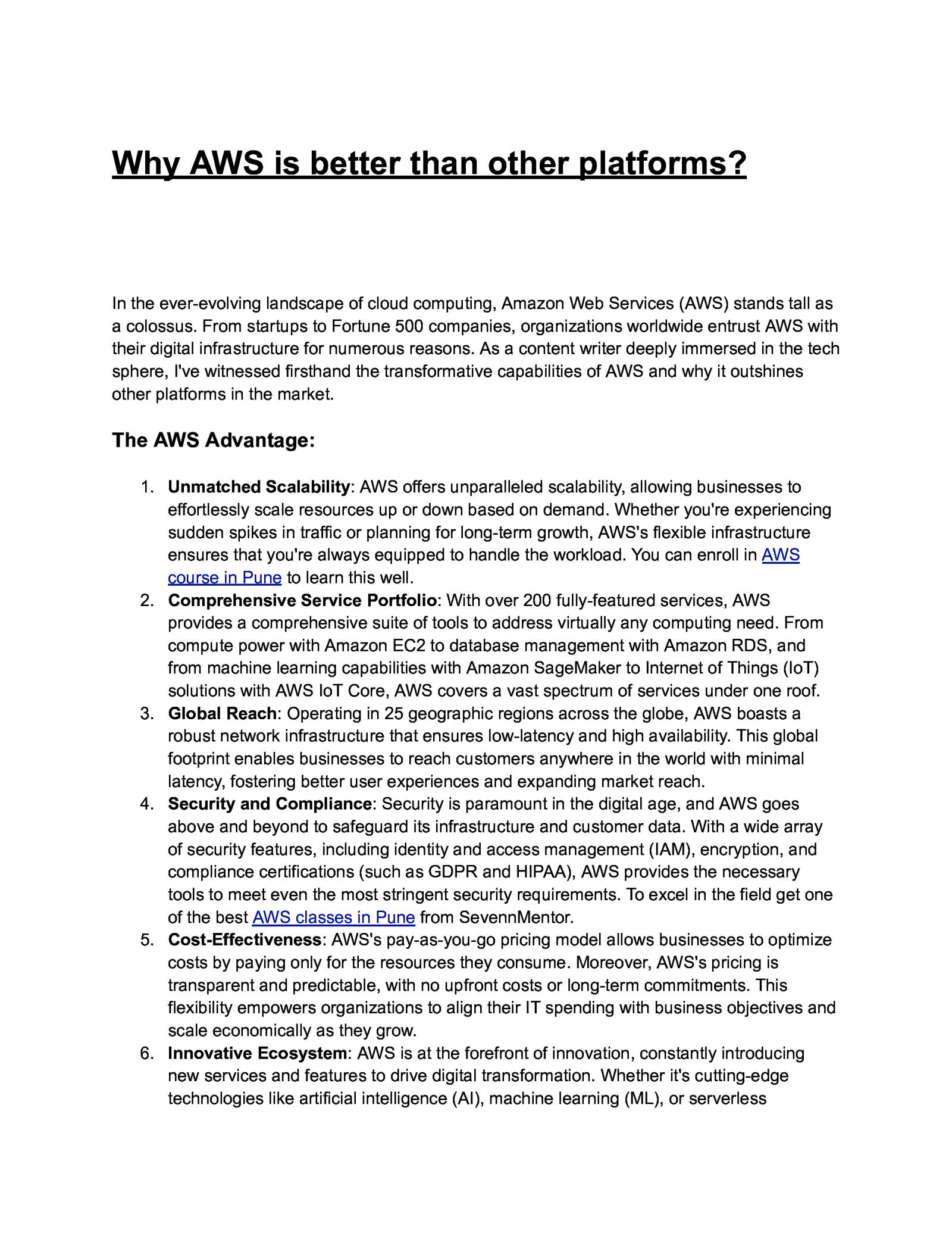 AWS course in Pune