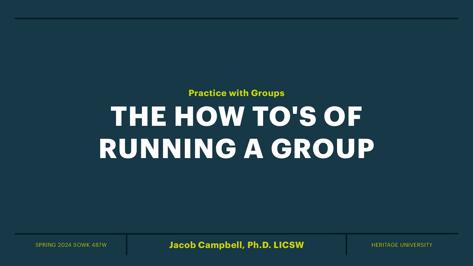 Spring 2024 SOWK 487w Week 13: The How To’s of Running a Group