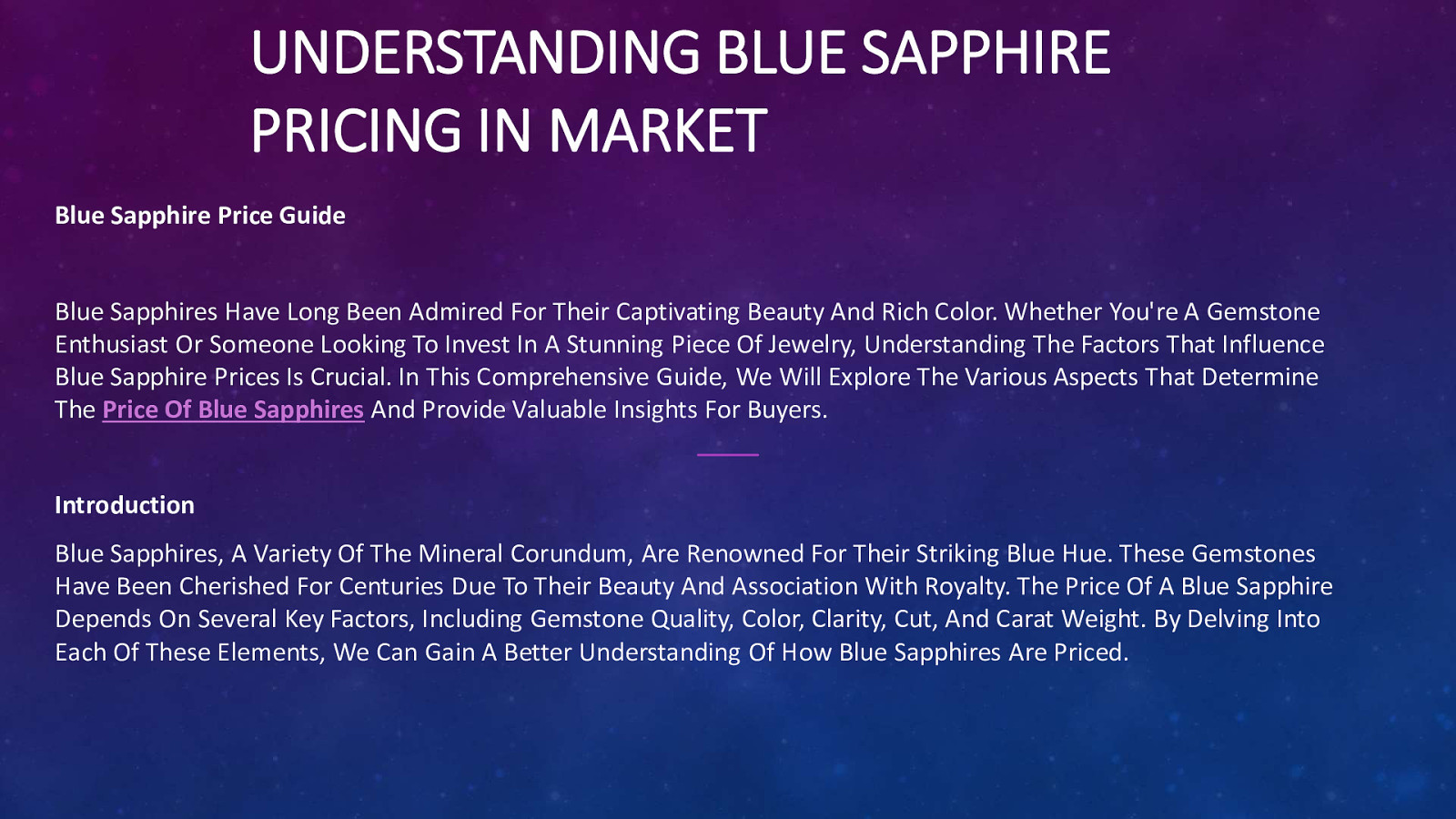 Blue Sapphire Gemstones