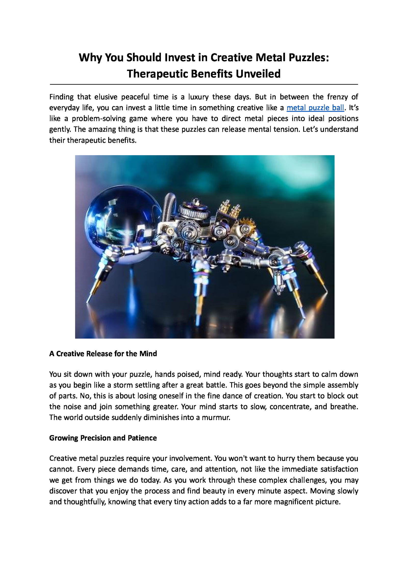 Why You Should Invest in Creative Metal Puzzles: Therapeutic Benefits Unveiled