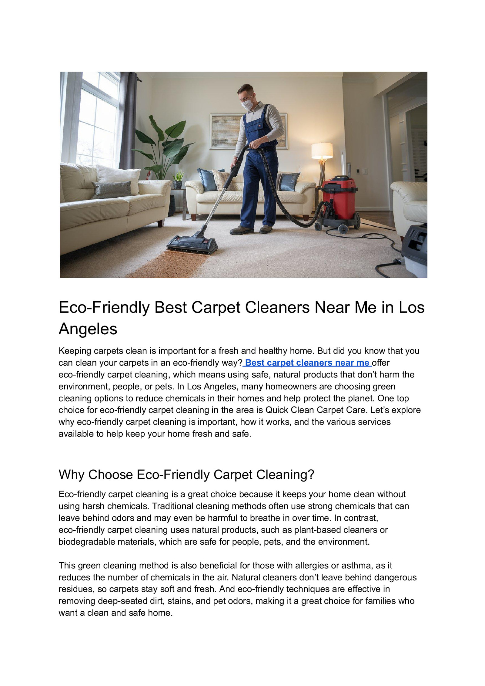 Eco-Friendly Best Carpet Cleaners Near Me in Los Angeles