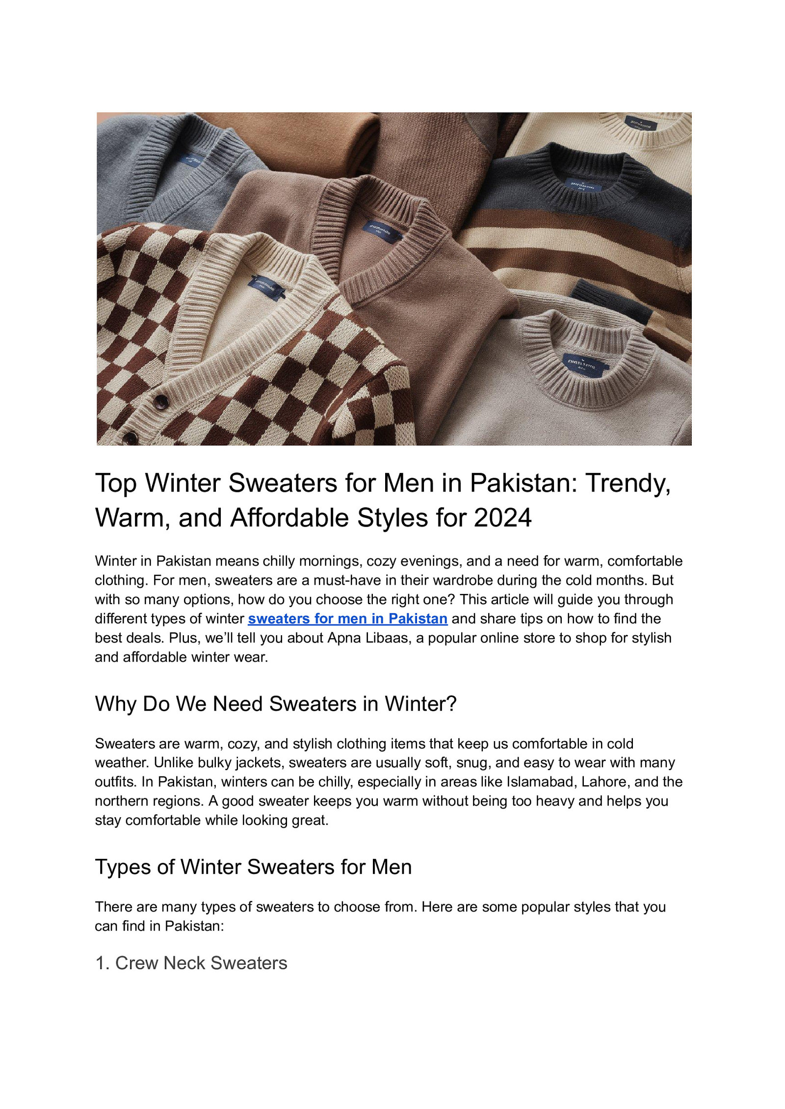 Top Winter Sweaters for Men in Pakistan: Trendy, Warm, and Affordable Styles for 2024