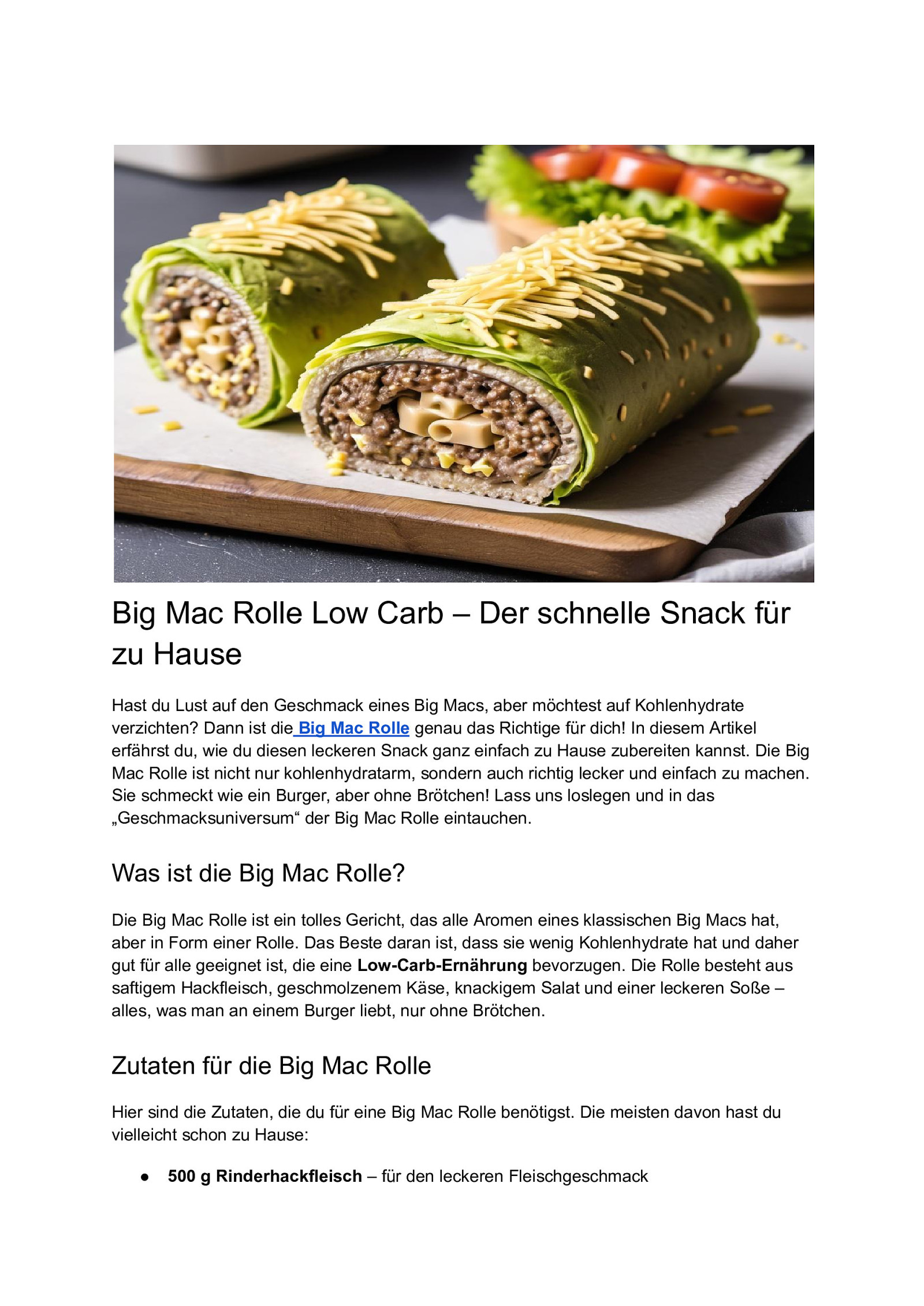 Big Mac Rolle Low Carb – Der schnelle Snack für zu Hause