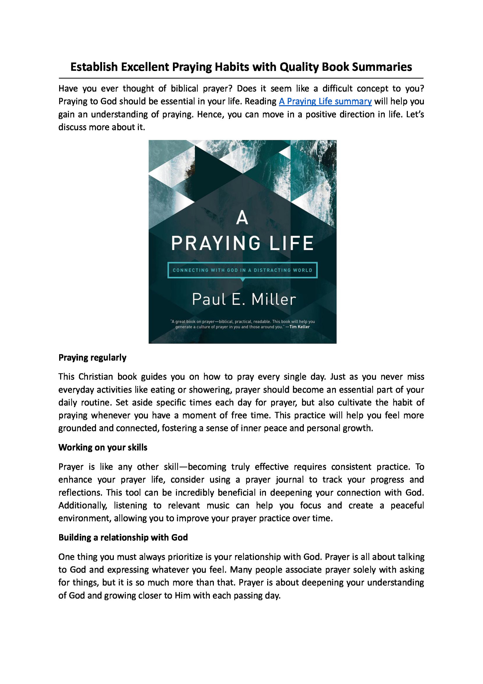 Establish Excellent Praying Habits with Quality Book Summaries