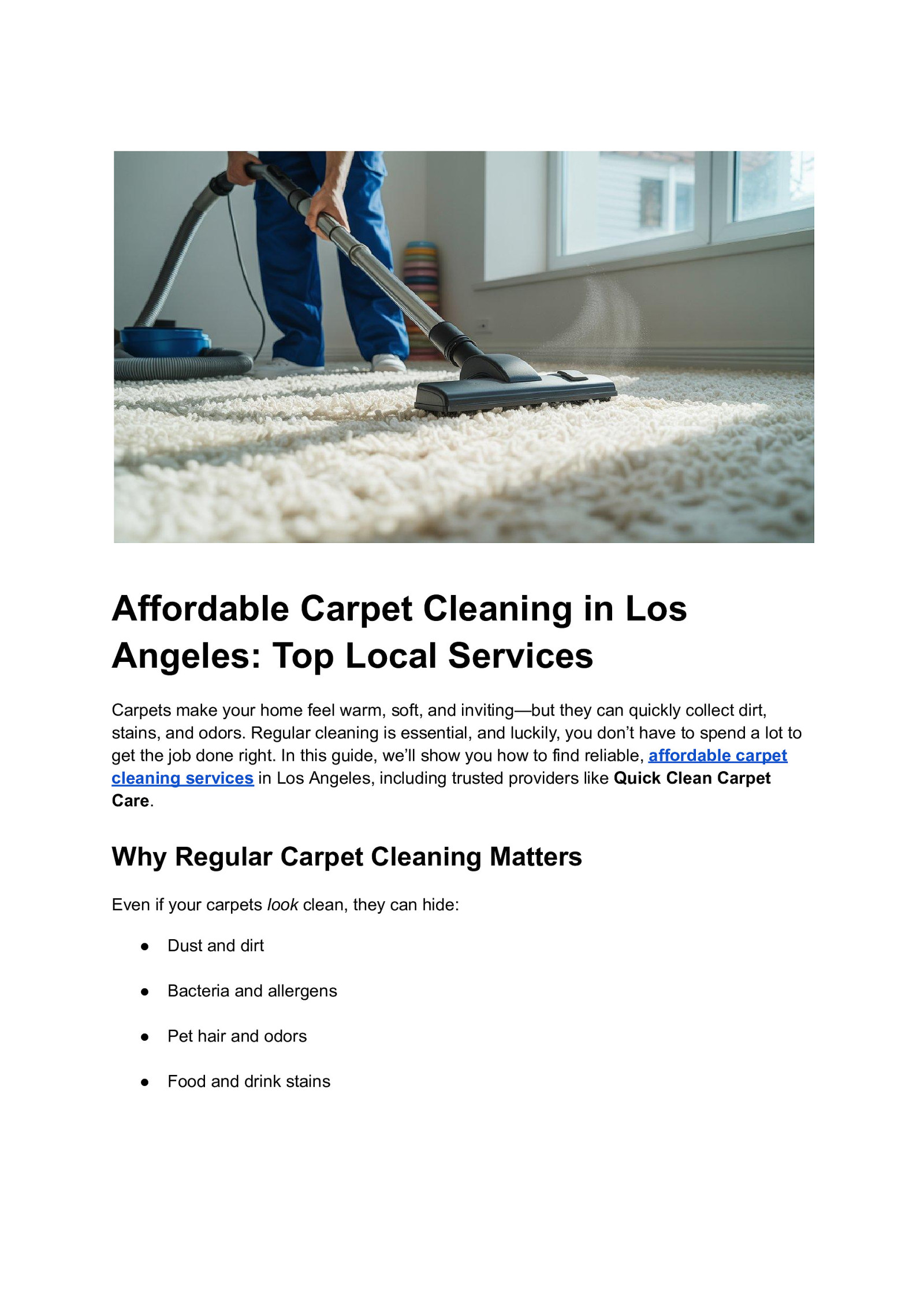 Affordable Carpet Cleaning in Los Angeles: Top Local Services
