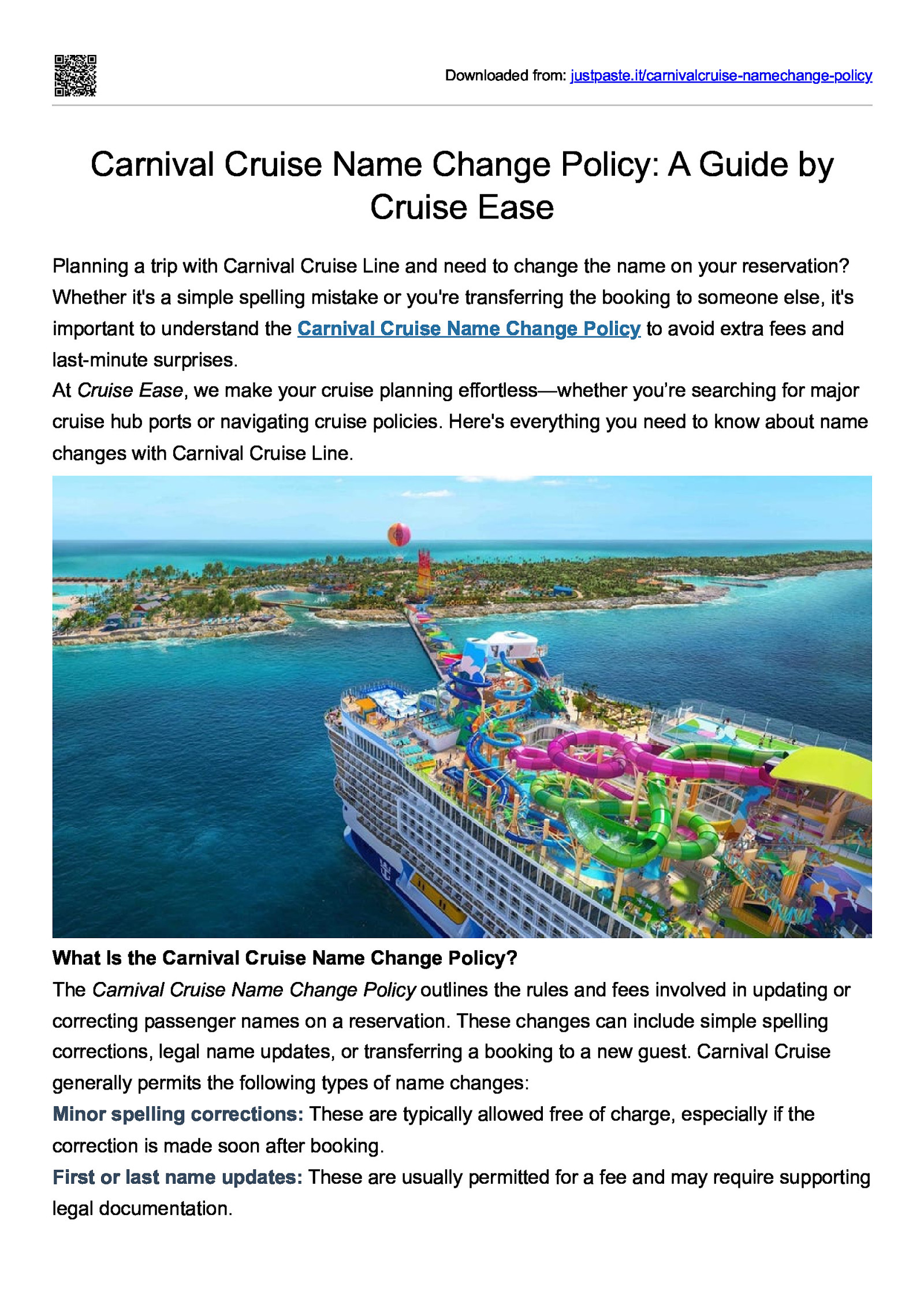 Carnival Cruise Name Change Policy by James Wilson