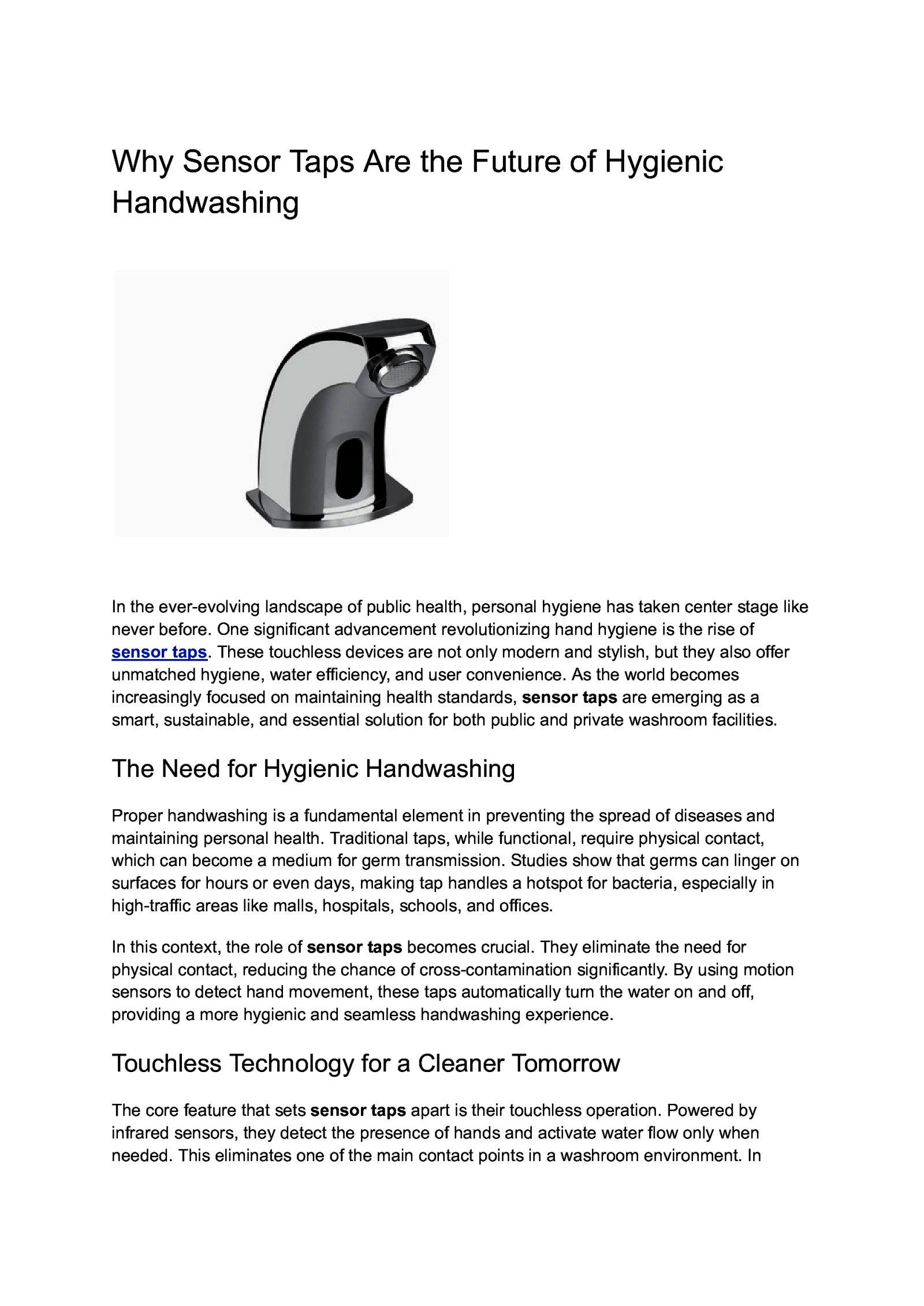 Why Sensor Taps Are the Future of Hygienic Handwashing