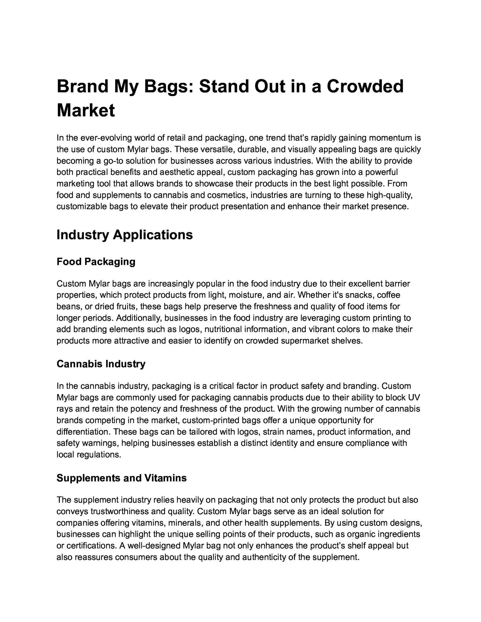 Brand My Bags: Stand Out in a Crowded Market