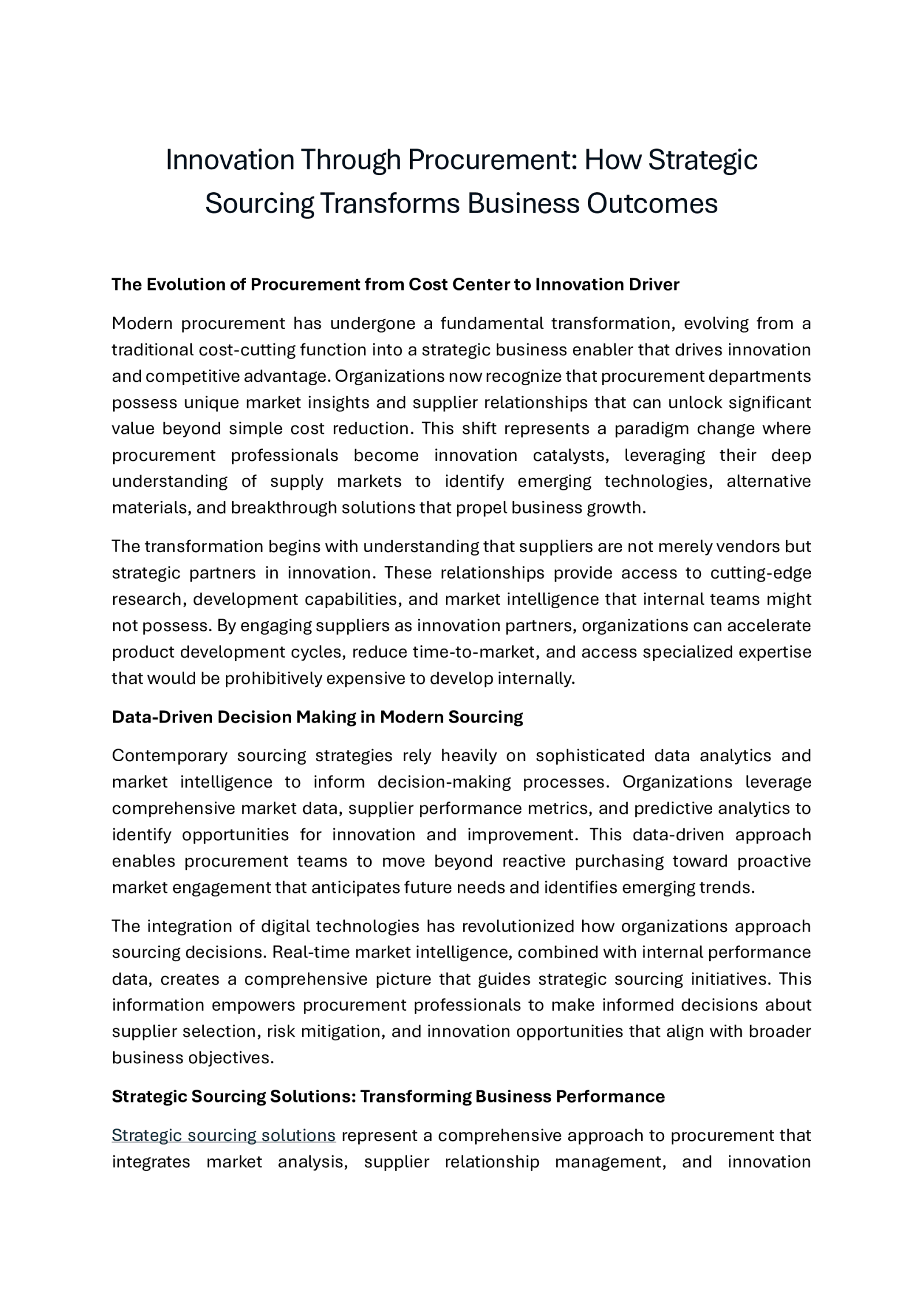 Strategic Sourcing Services & Solutions | Sourcing Consulting | Sourcing Solutions | Source to Pay Solutions | WNS Procurement