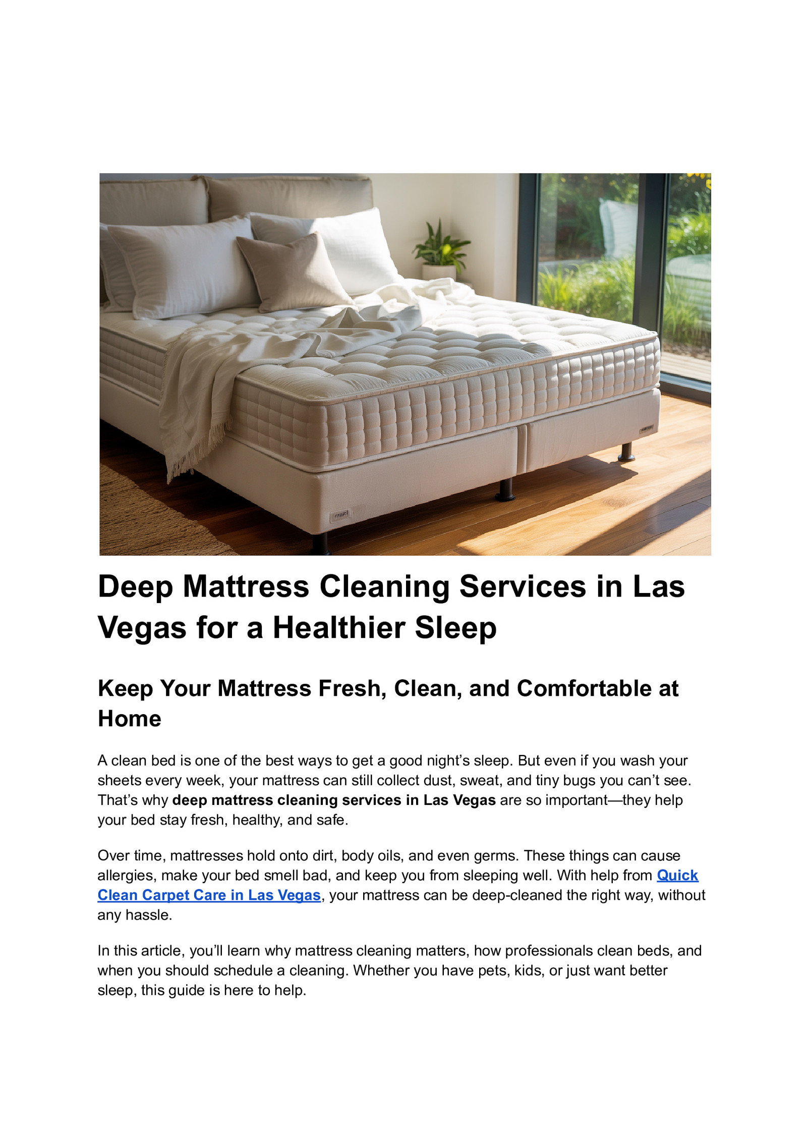 Deep Mattress Cleaning Services in Las Vegas for a Healthier Sleep