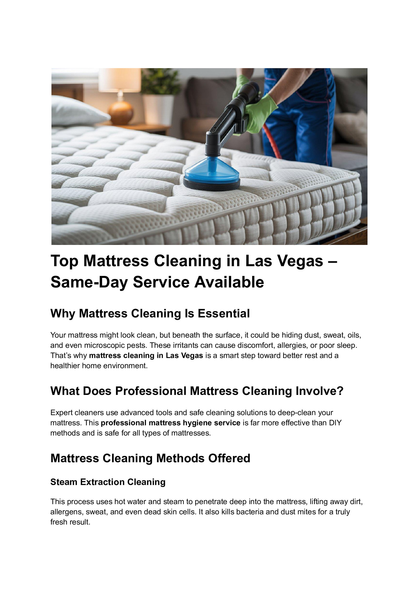 Top Mattress Cleaning in Las Vegas – Same-Day Service Available