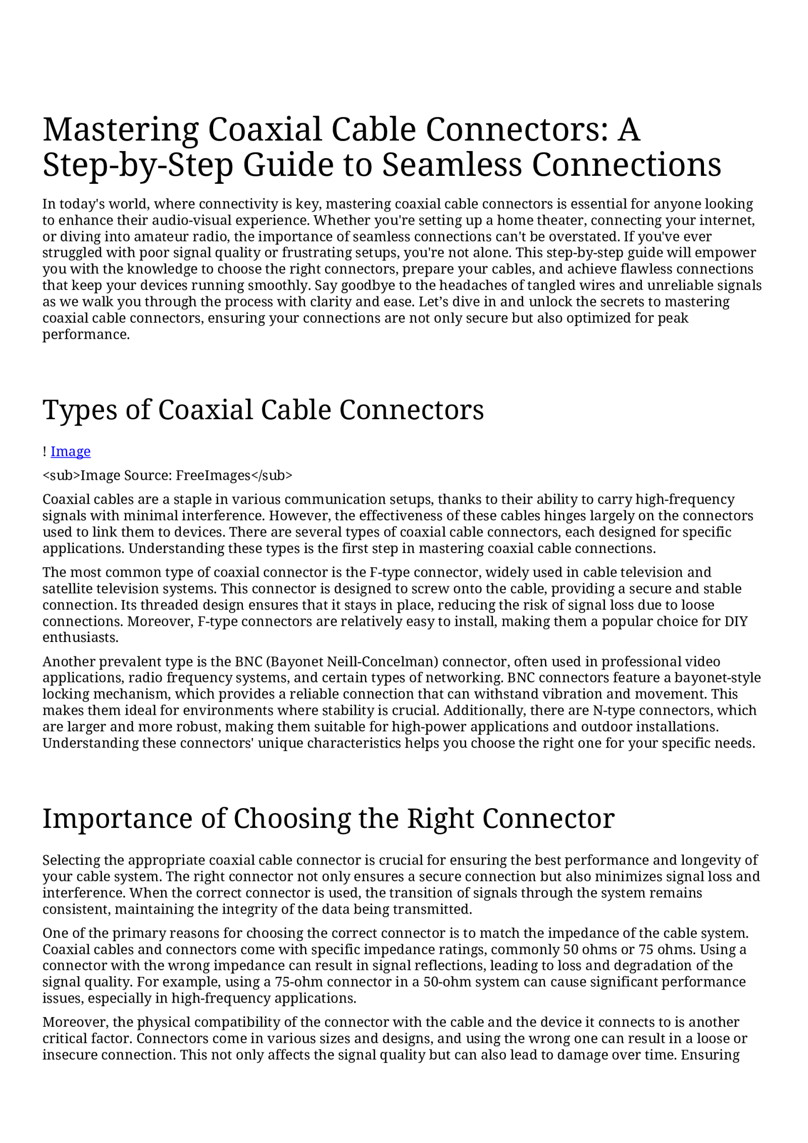 Mastering Coaxial Cable Connectors