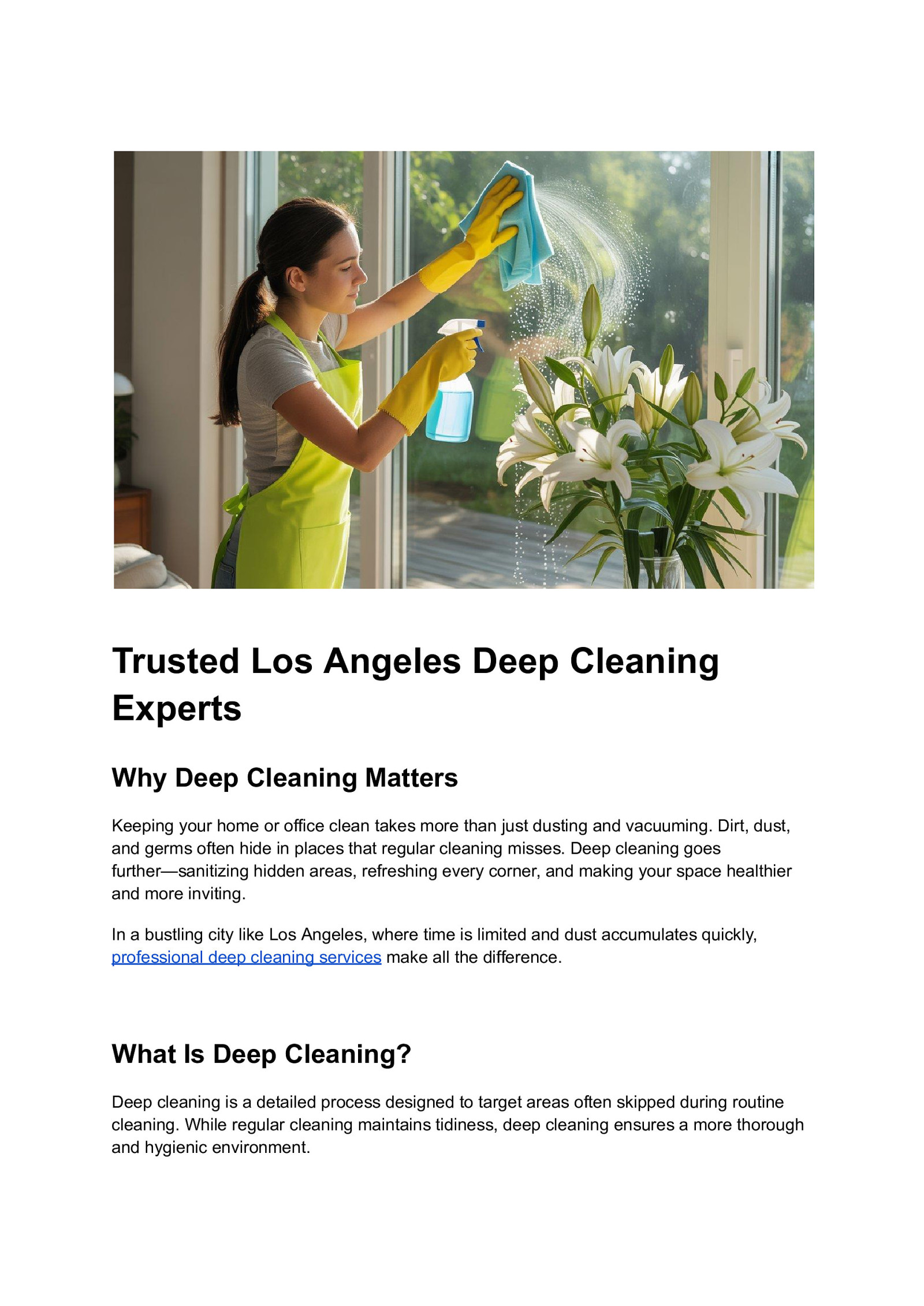 Trusted Los Angeles Deep Cleaning Experts