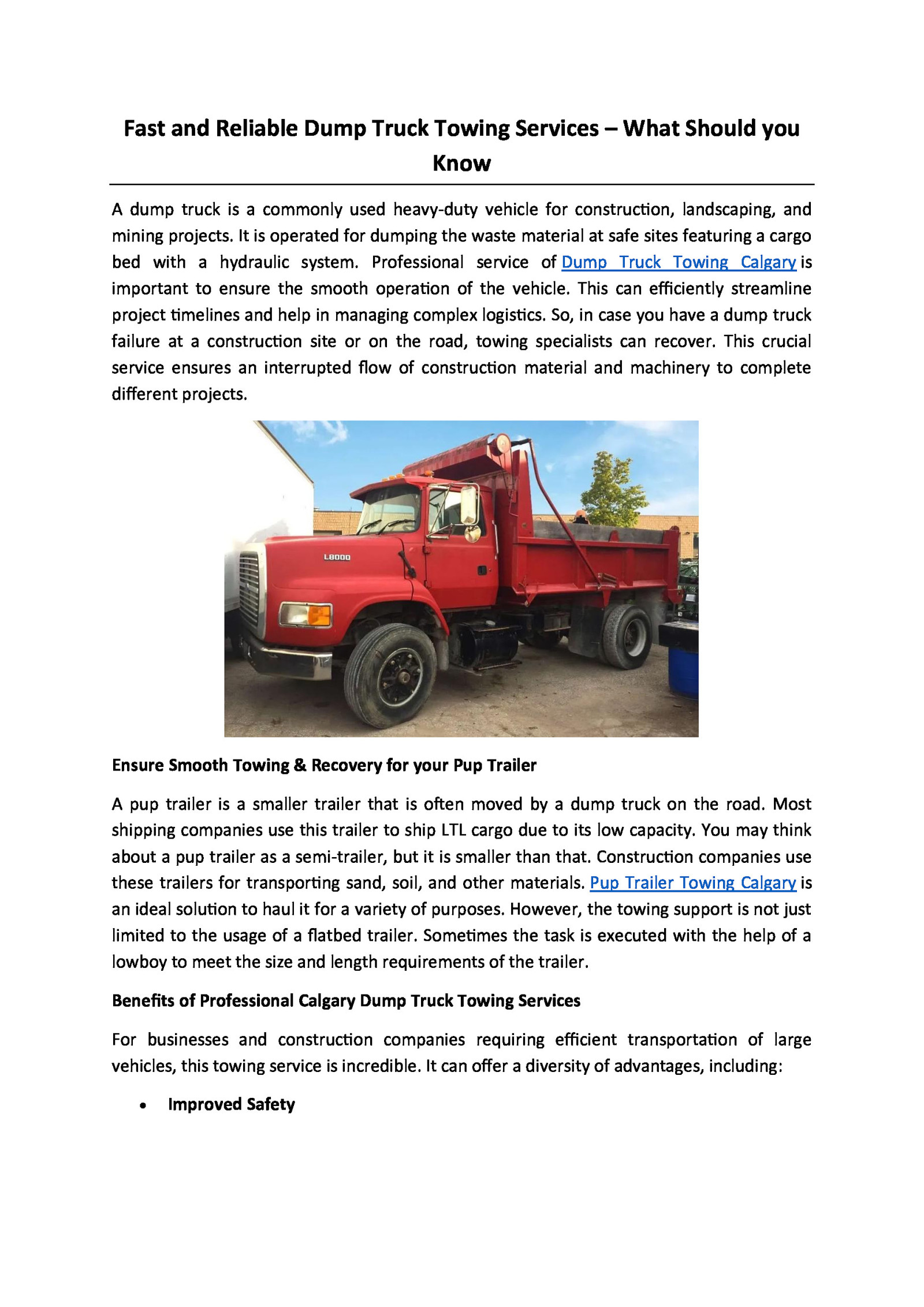 Fast and Reliable Dump Truck Towing Services – What Should you Know
