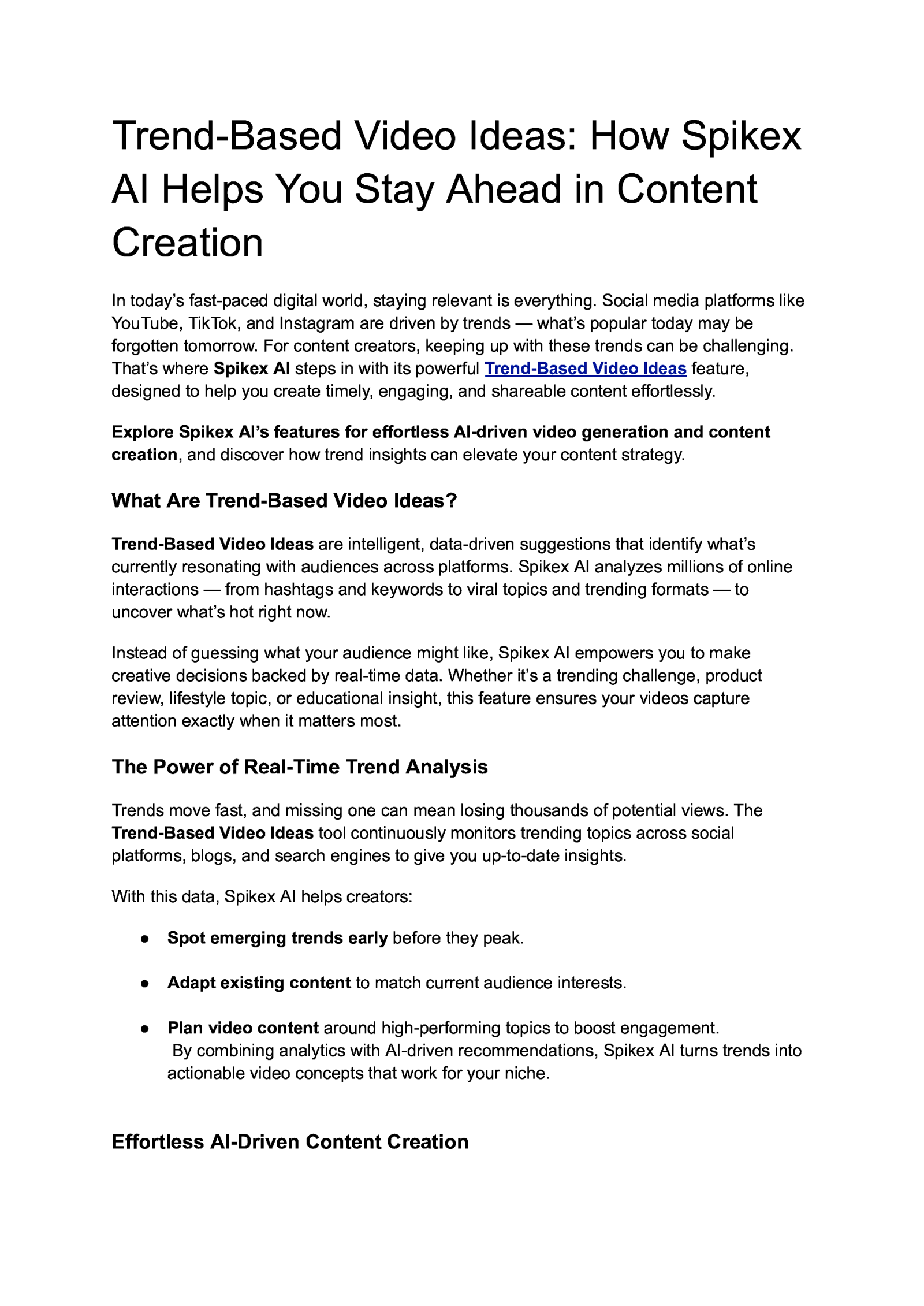 Trend-Based Video Ideas: How Spikex AI Helps You Stay Ahead in Content Creation
