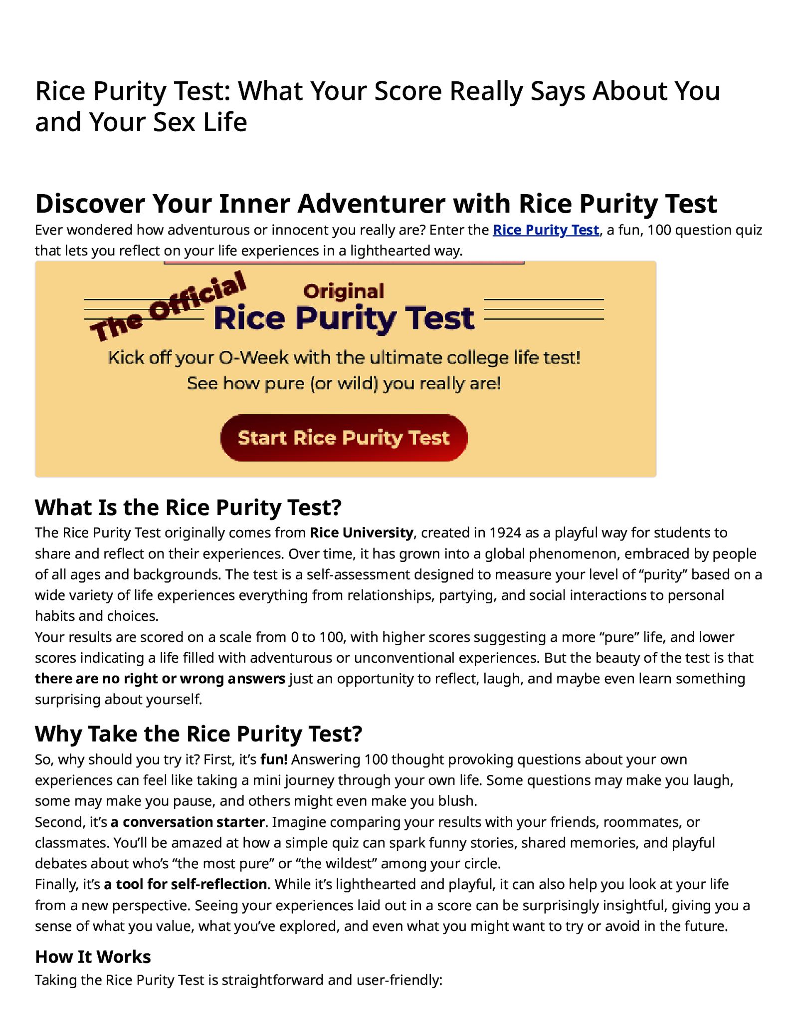 Rice Purity Test: What Your Score Really Says About You