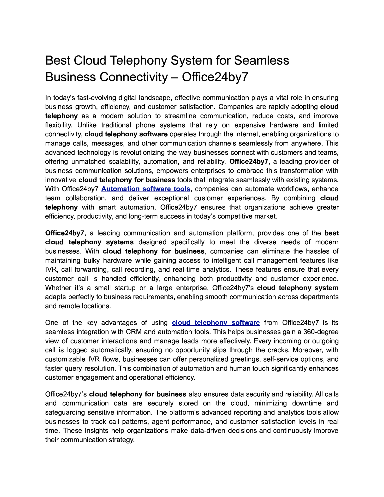 Best Cloud Telephony System for Seamless Business Connectivity – Office24by7