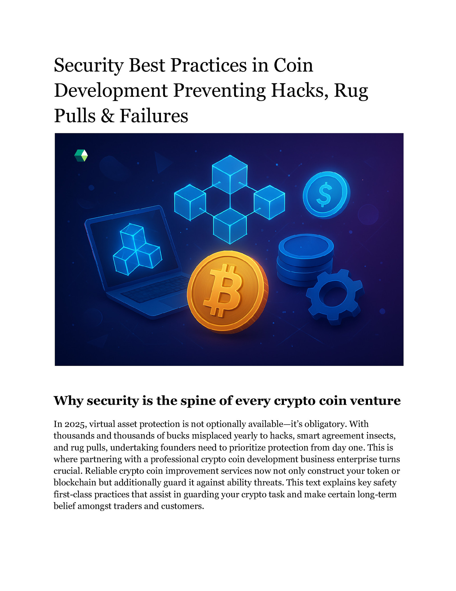 Security Best Practices in Coin Development Preventing Hacks, Rug Pulls & Failures