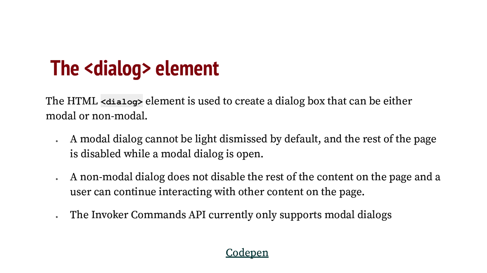 The &lt;dialog&gt; element