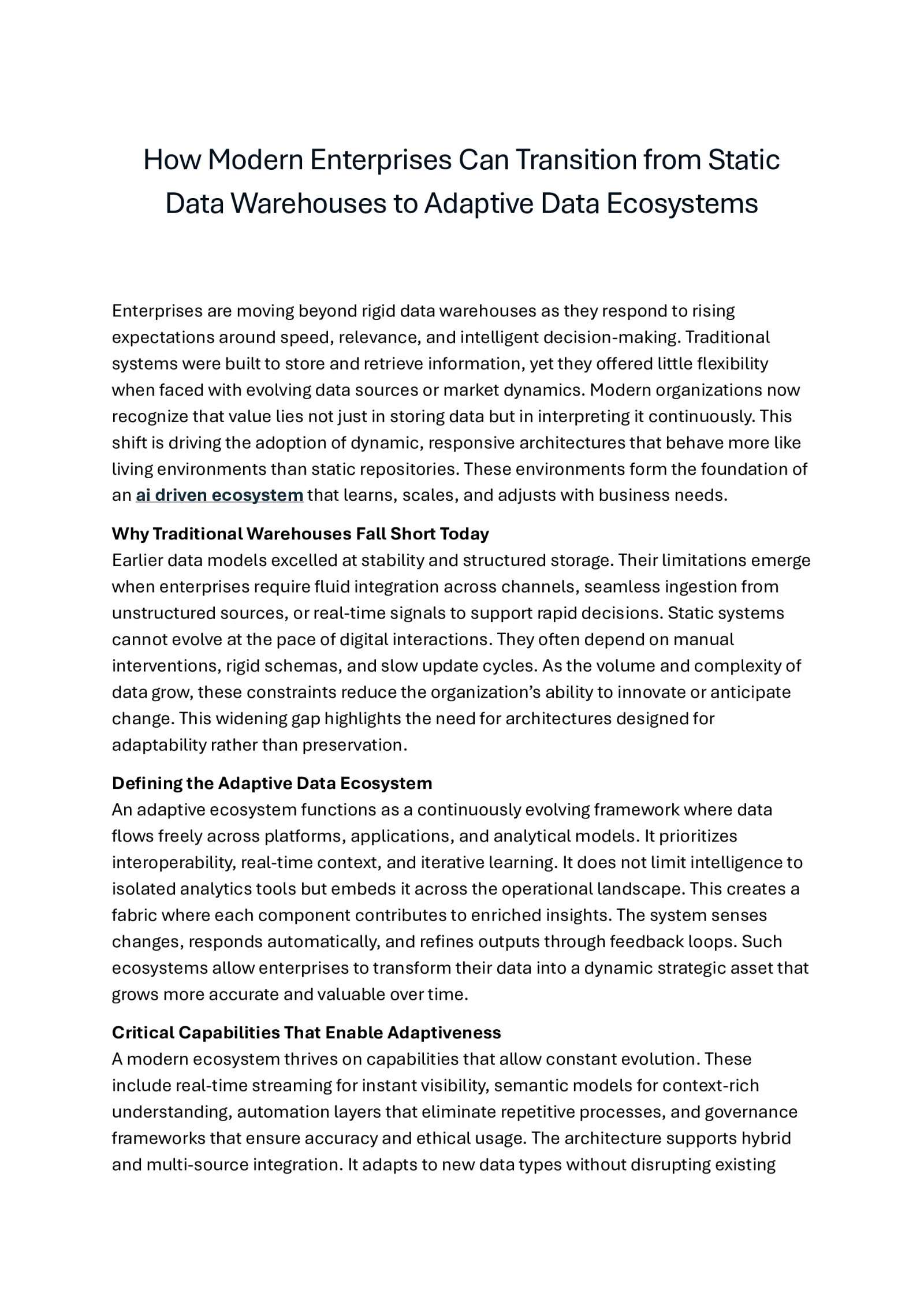 Creating AI-powered Data Ecosystems for the Autonomous Enterprise