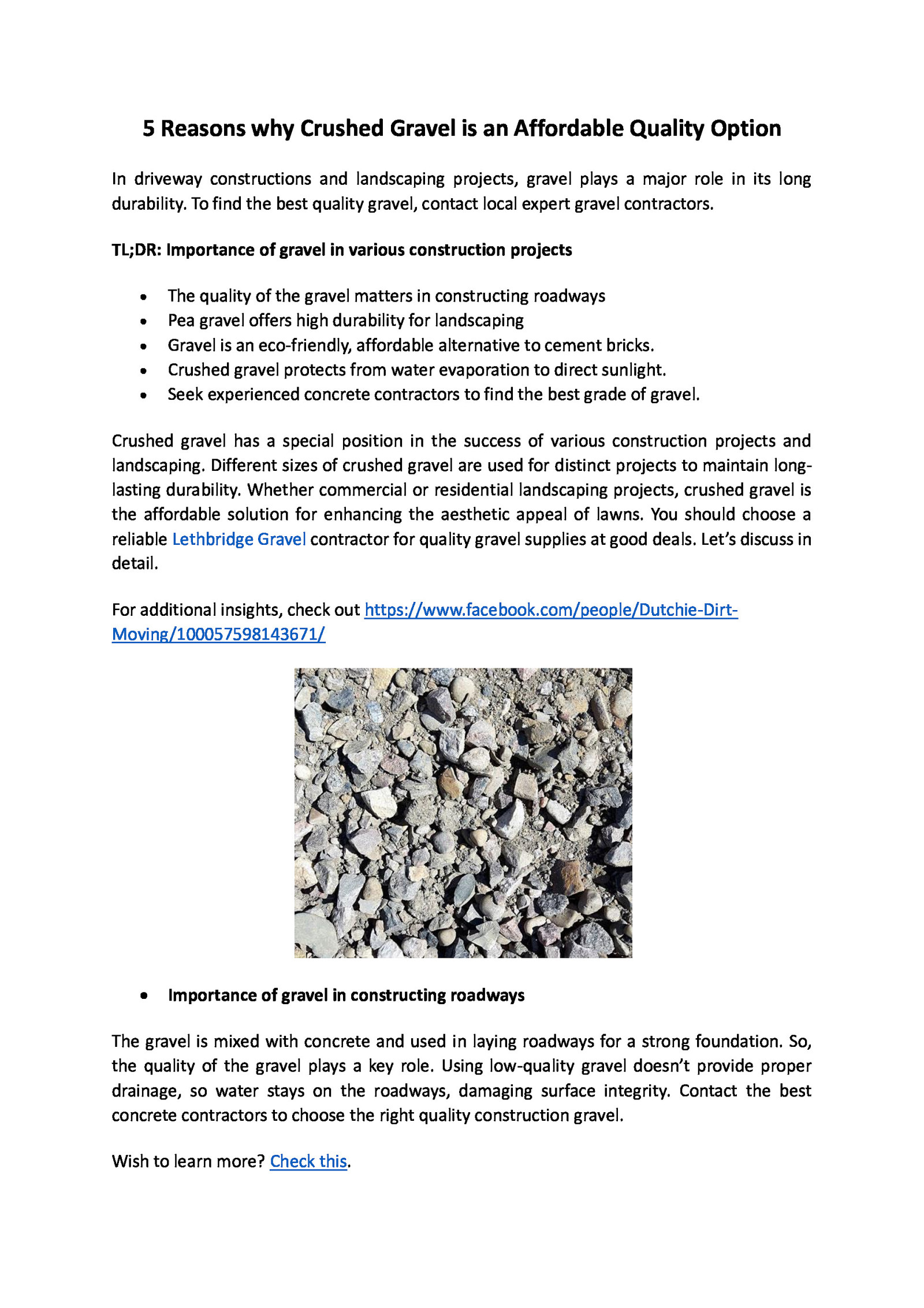 5 Reasons why Crushed Gravel is an Affordable Quality Option by Dutchie Dirt Moving