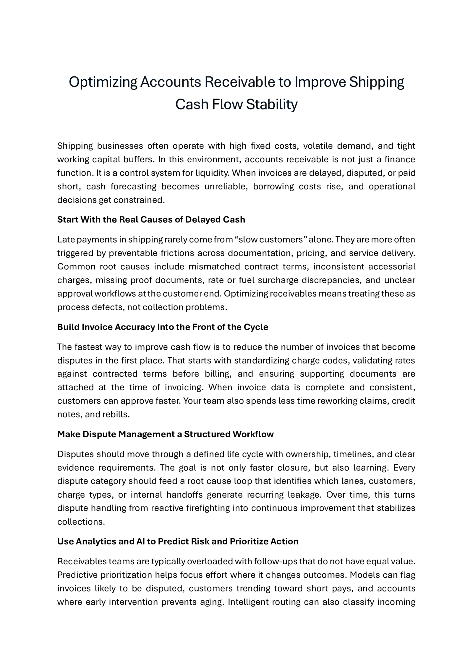 AI &amp; Analytics Transform Billing and Cash Flow in Shipping by Kimberly Villarreal