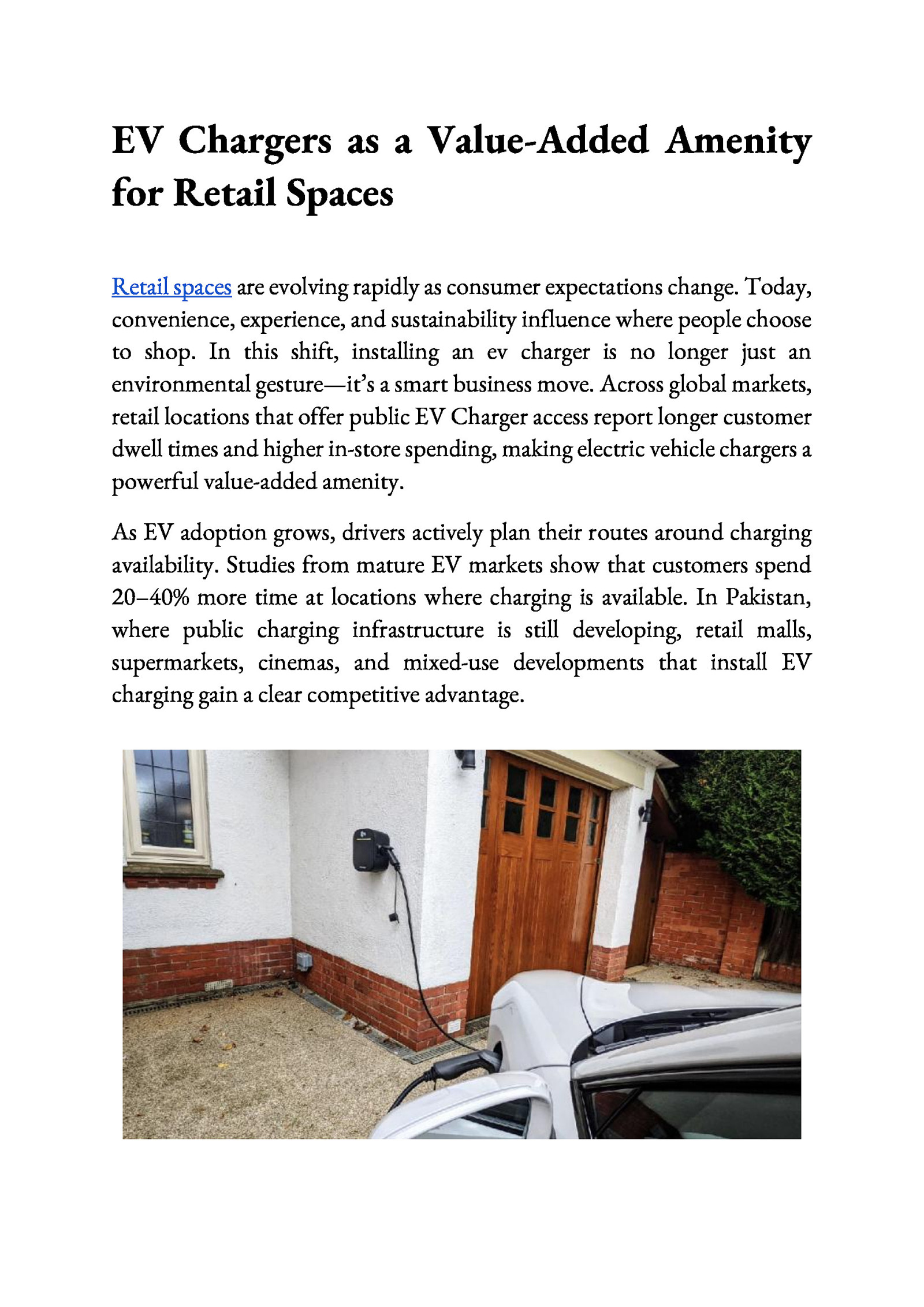EV Chargers as a Value-Added Amenity for Retail Spaces by CITA EV CHARGER