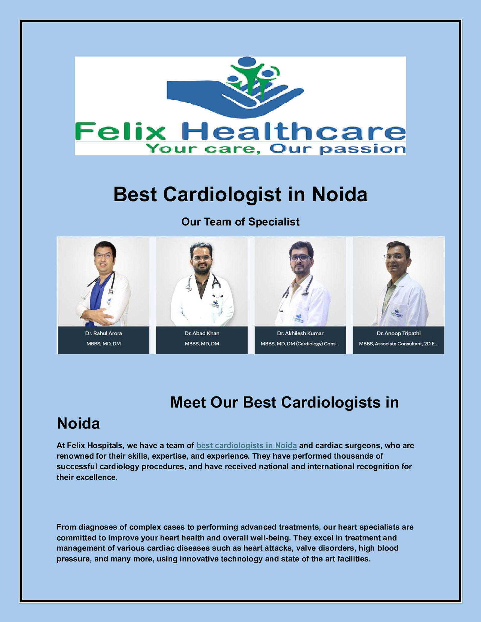 Meet Our Best Cardiologists in Noida | Expert Heart Care Specialists