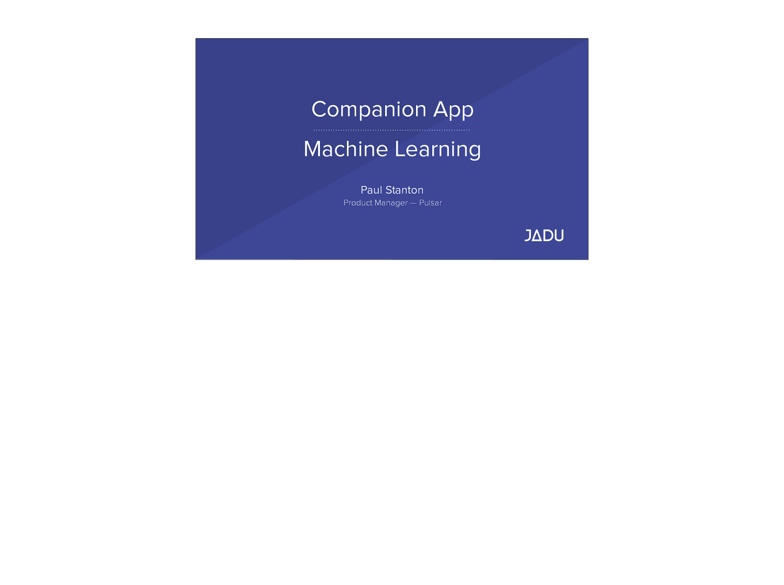 Companion App & Machine Learning