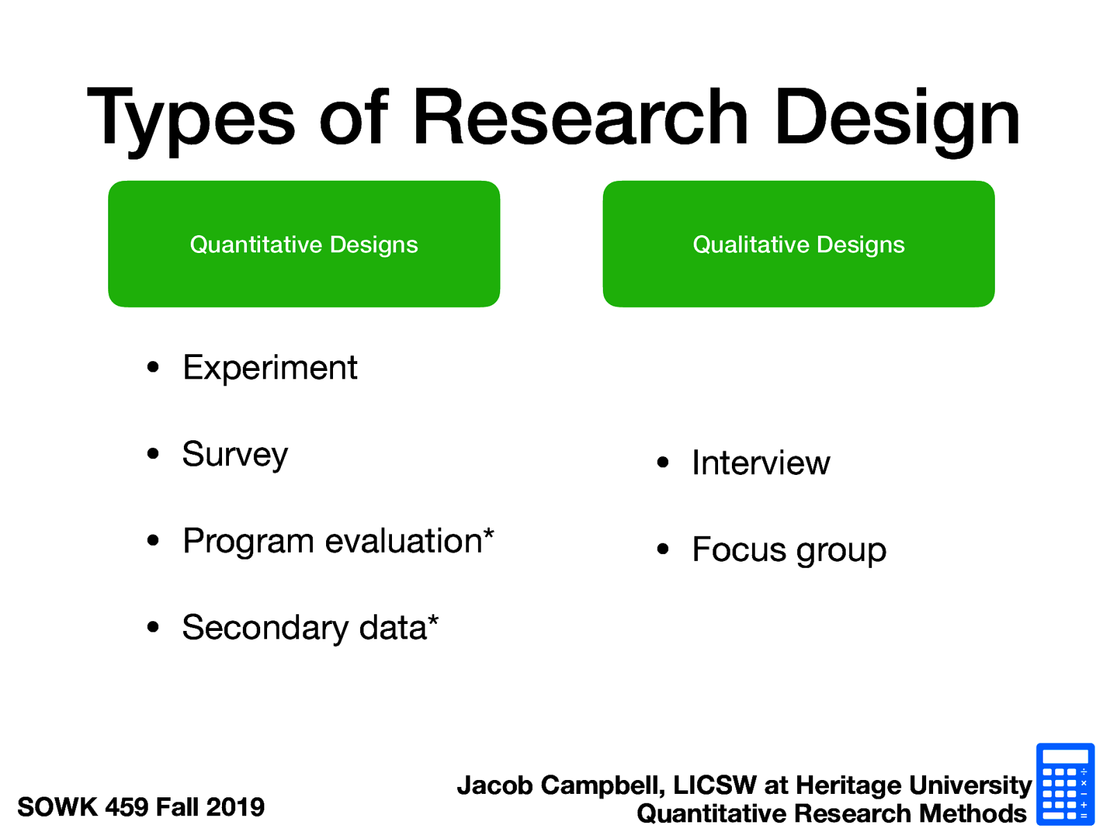 types of quantitative research design with examples