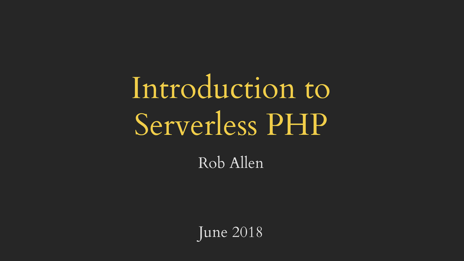 Introduction to Serverless PHP