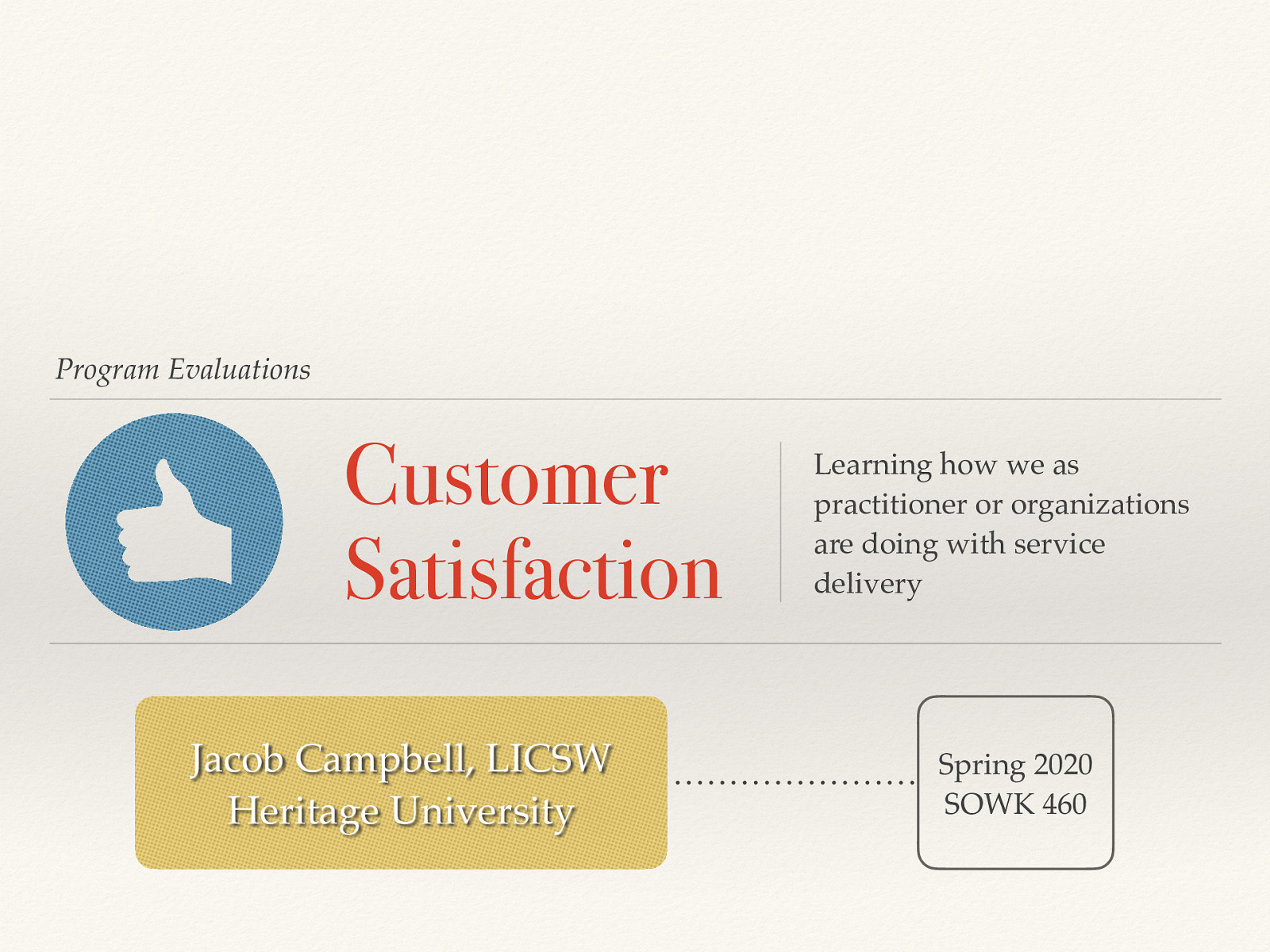 Week 12 - Customer Satisfaction in Program Evaluation