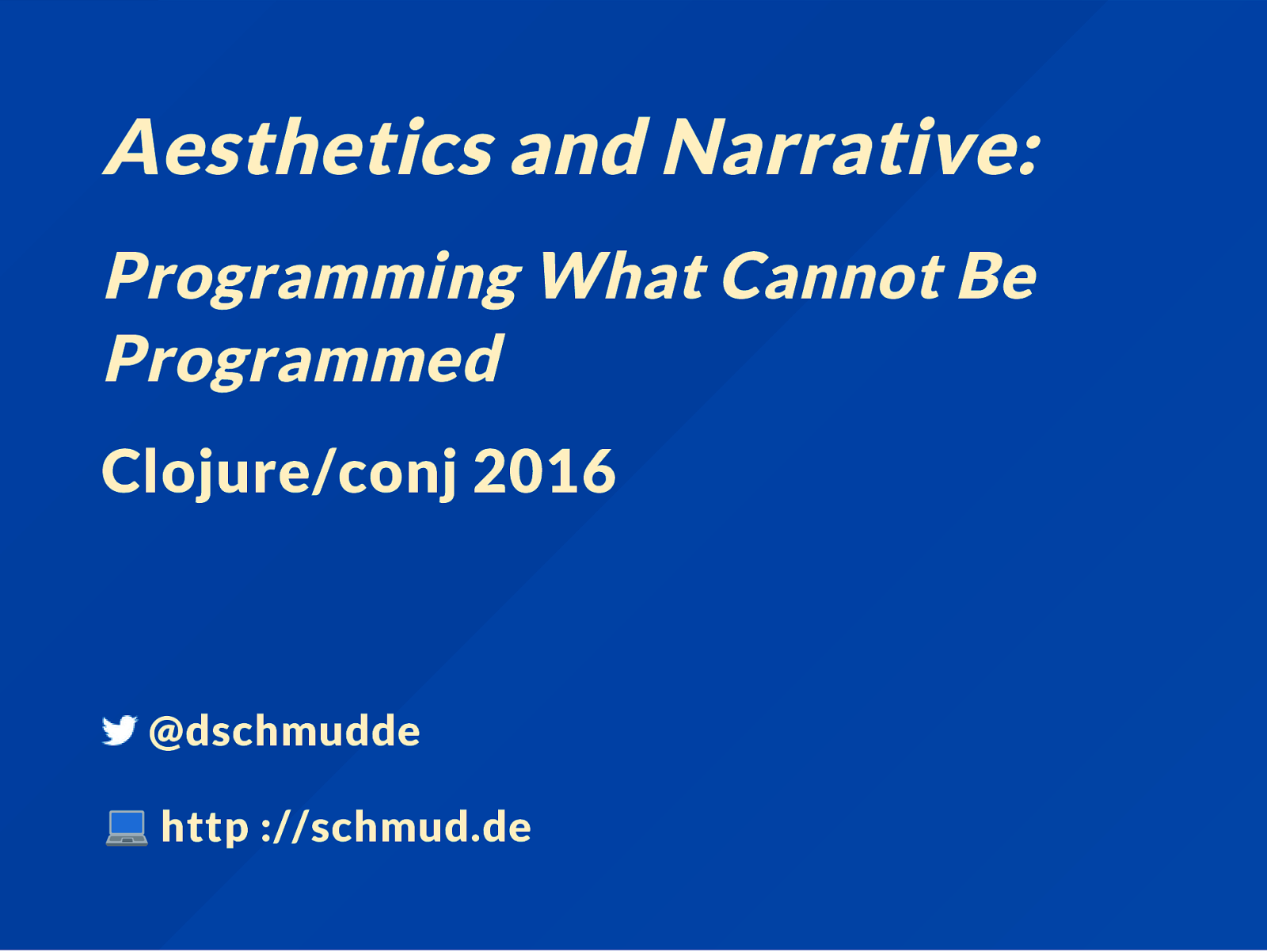 Aesthetics and Narrative: Programming What Cannot Be Programmed