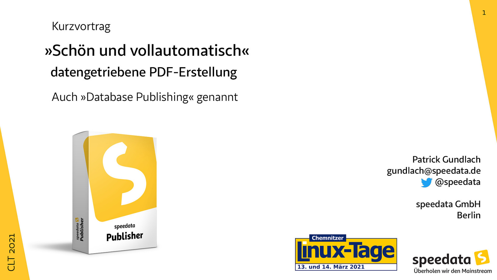 Schön und Vollautomatisch - datengetriebene PDF-Erstellung mit dem speedata Publisher