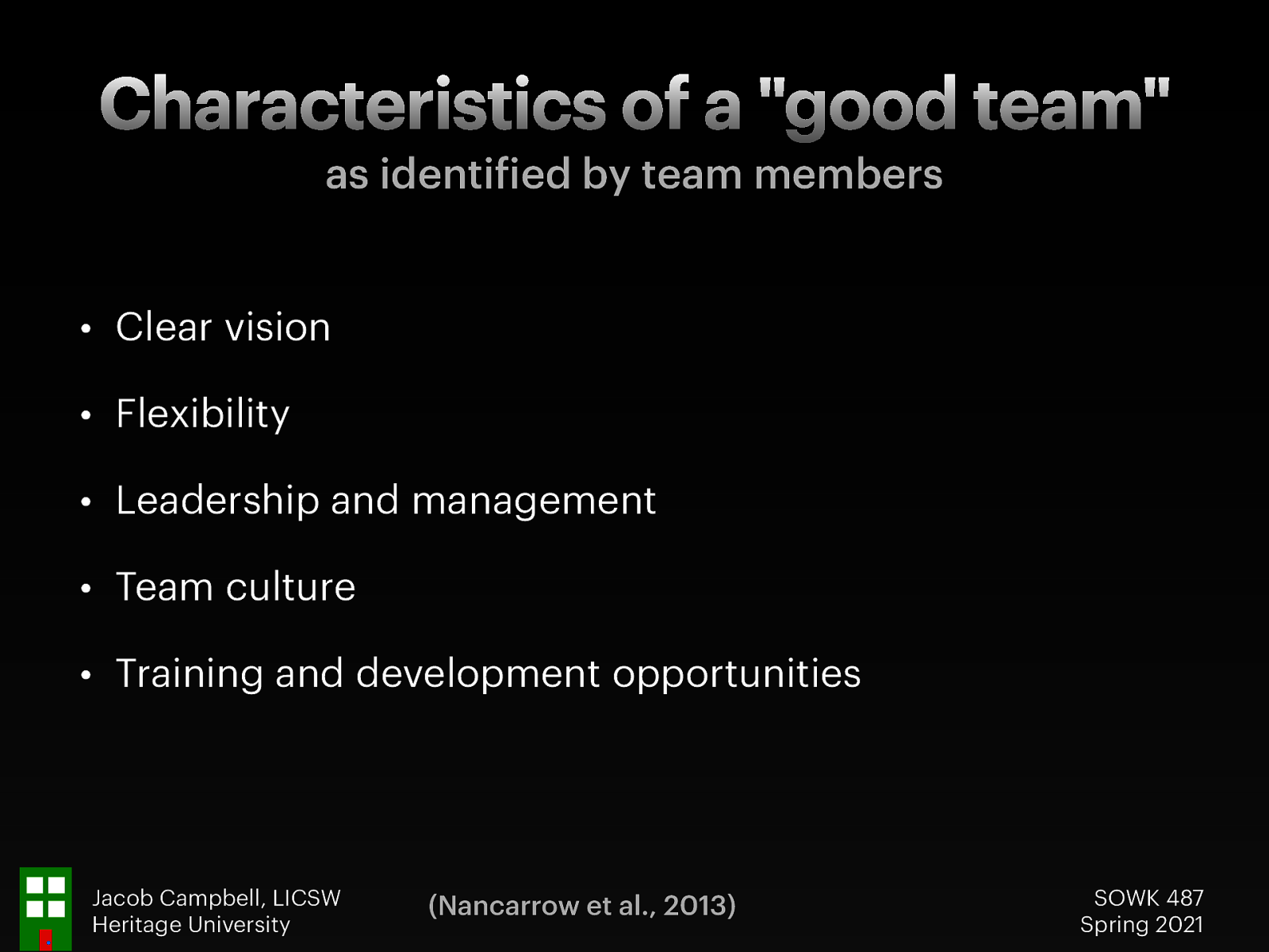 Characteristics of a Good Team