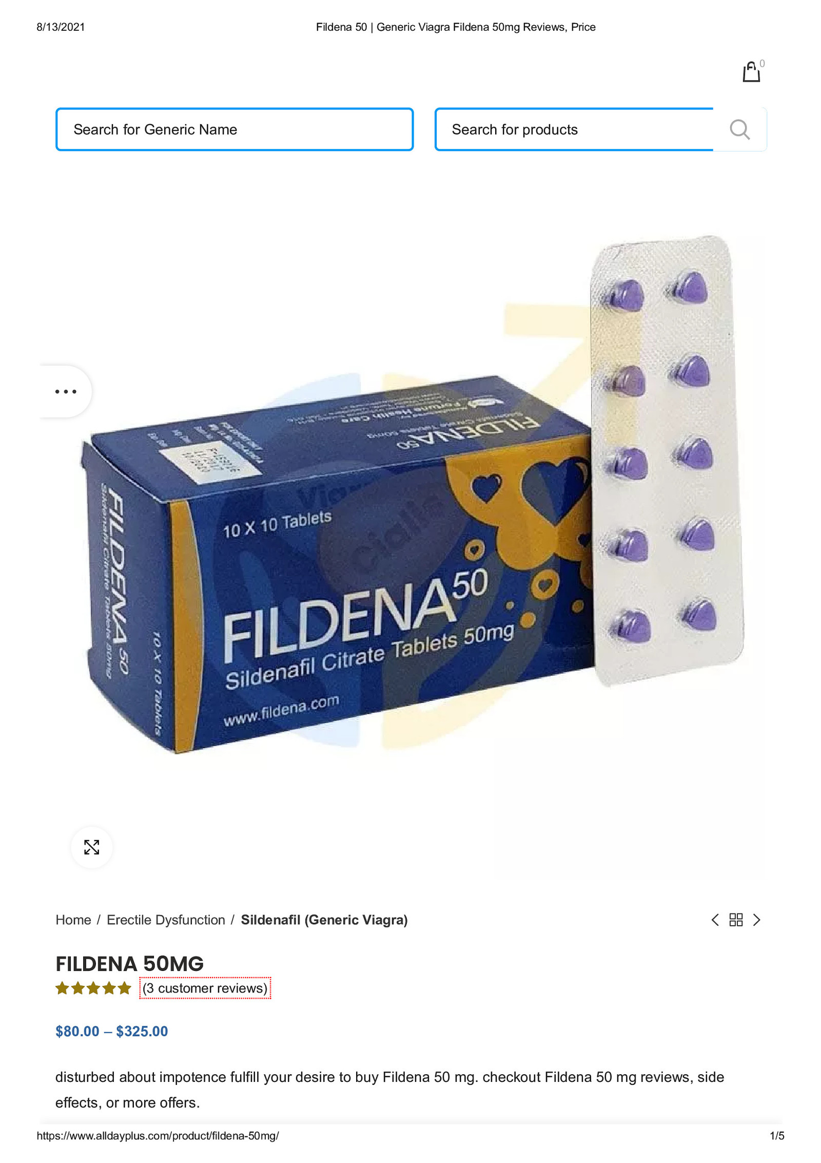 Fildena 50 mg USA, UK reviews online at Alldayplus