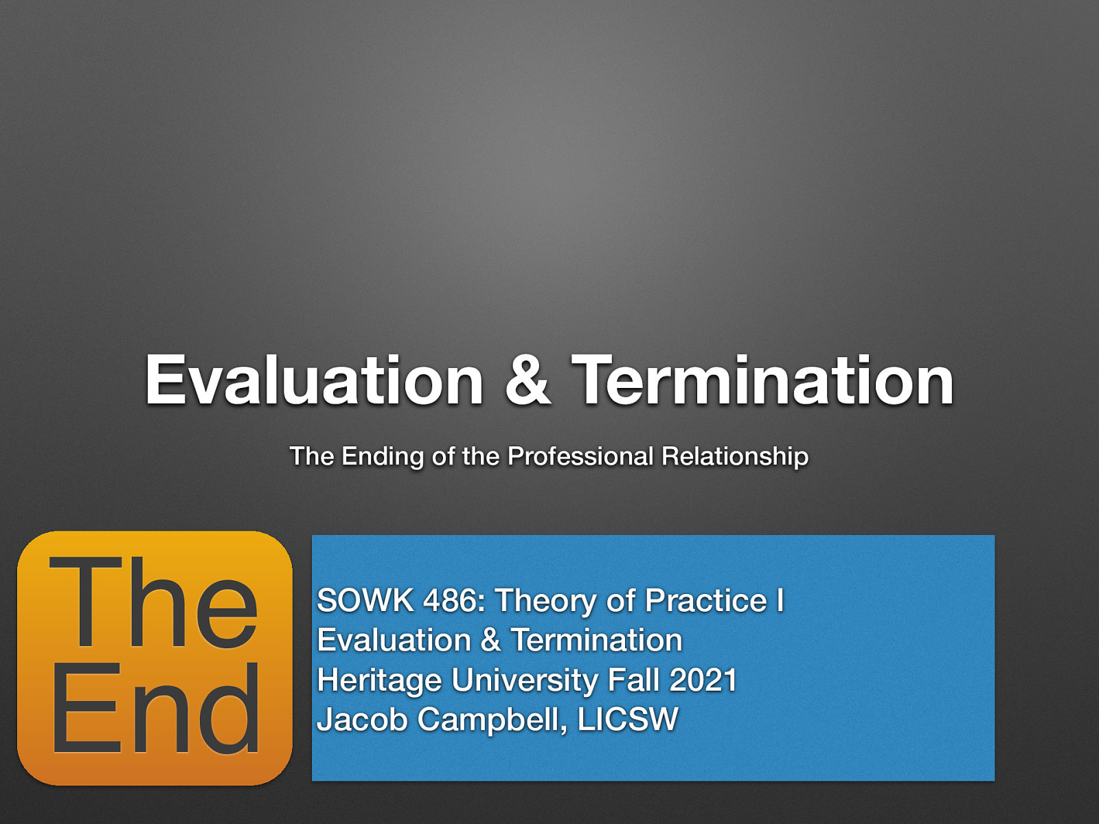 SOWK 486 - Week 14 - Evaluation and Termination