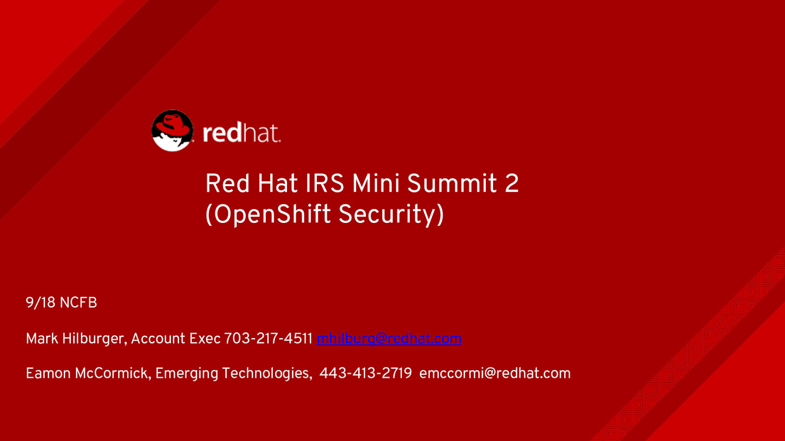 IRS Mini Summit on OpenShift Security