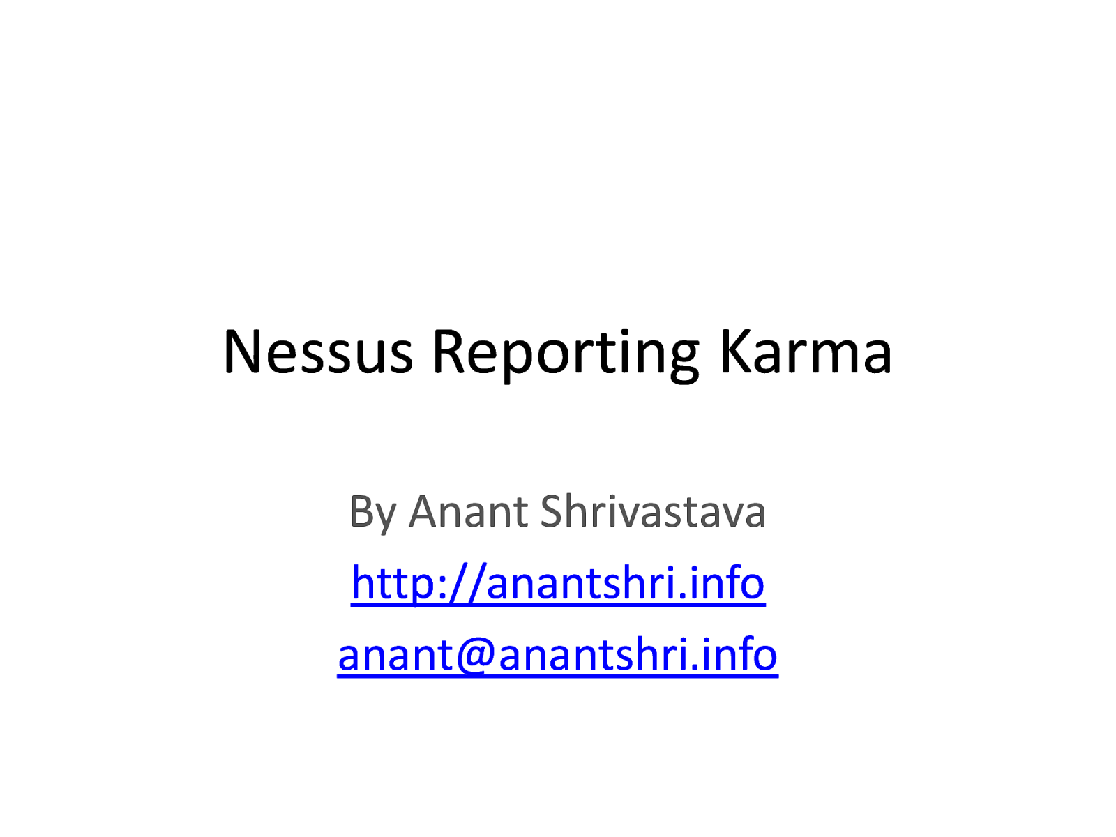 Nessus Reporting Karma