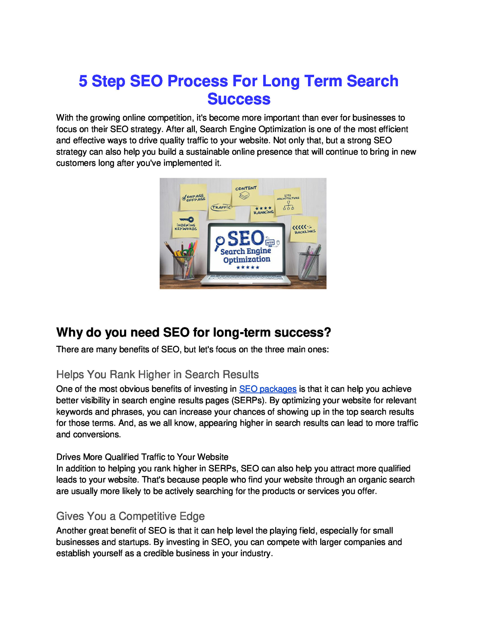 5 Step SEO Process For Long Term Search Success