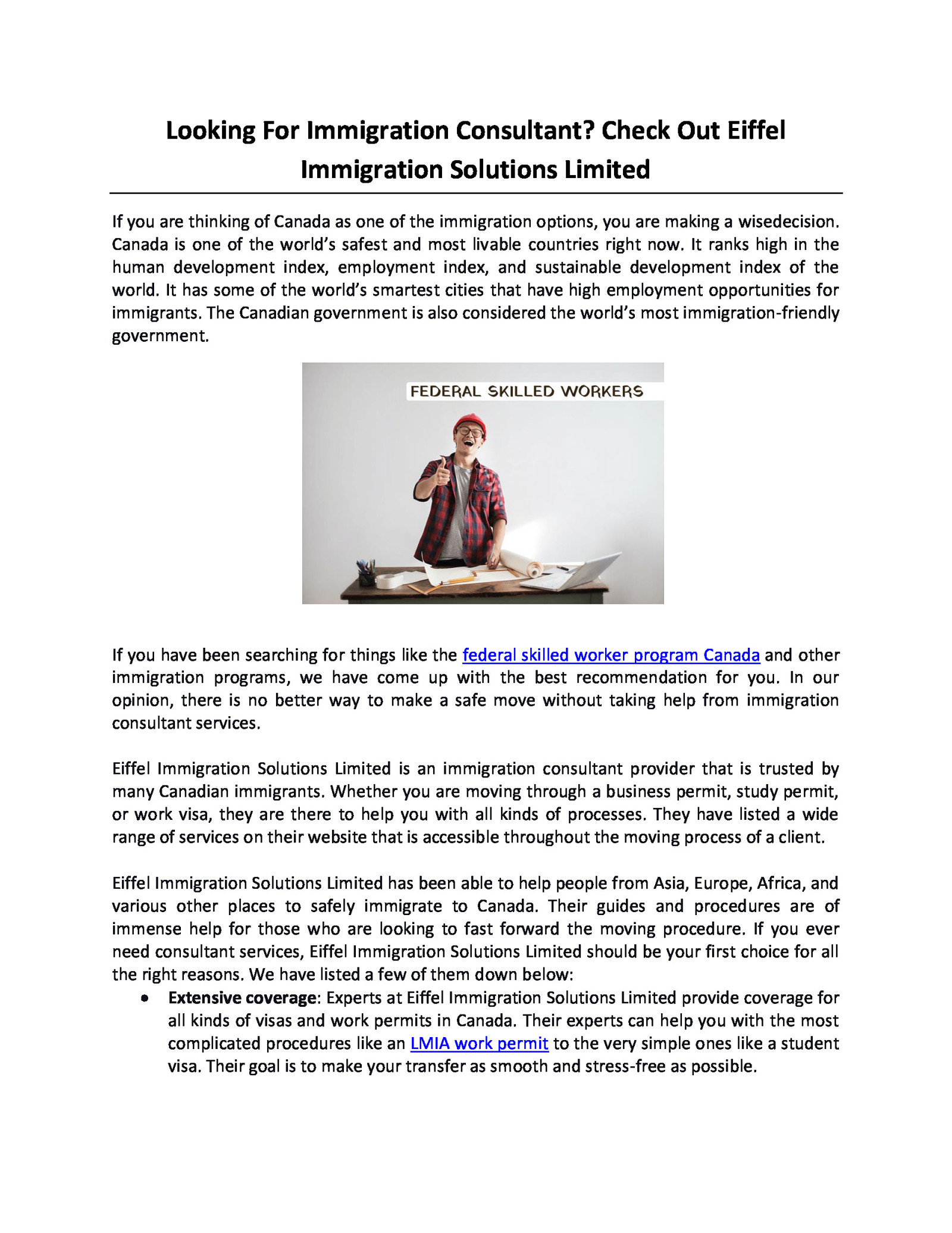 Looking For Immigration Consultant? Check Out Eiffel Immigration Solutions Limited