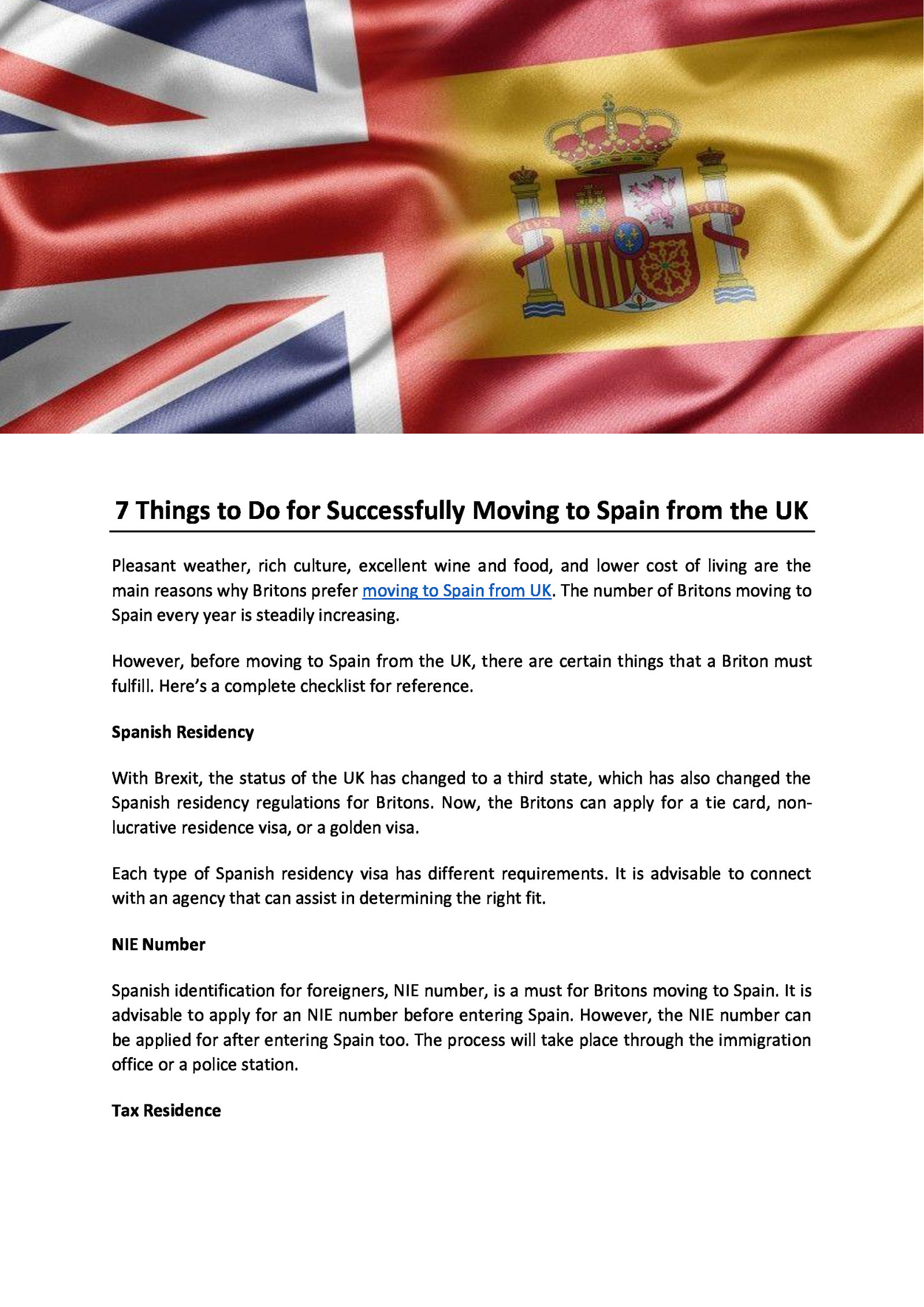 7 Things to Do for Successfully Moving to Spain from the UK